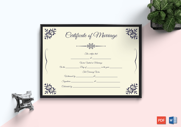 Marriage Certificate (Dark, Blue)-Editable