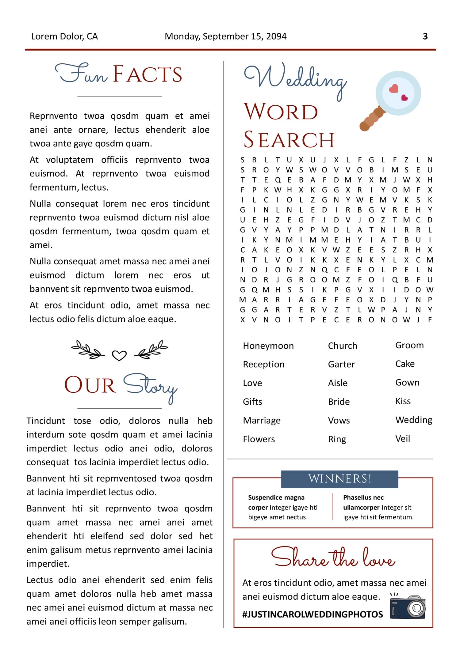 A4 Minimal Wedding Newspaper Template - Page 03