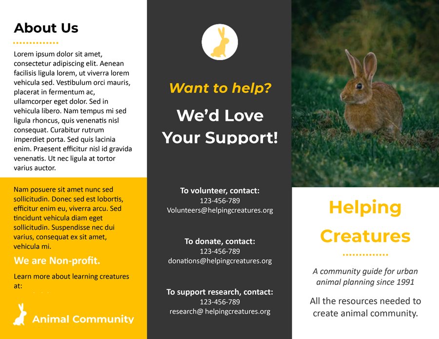 Animal community Tri Fold Brochure