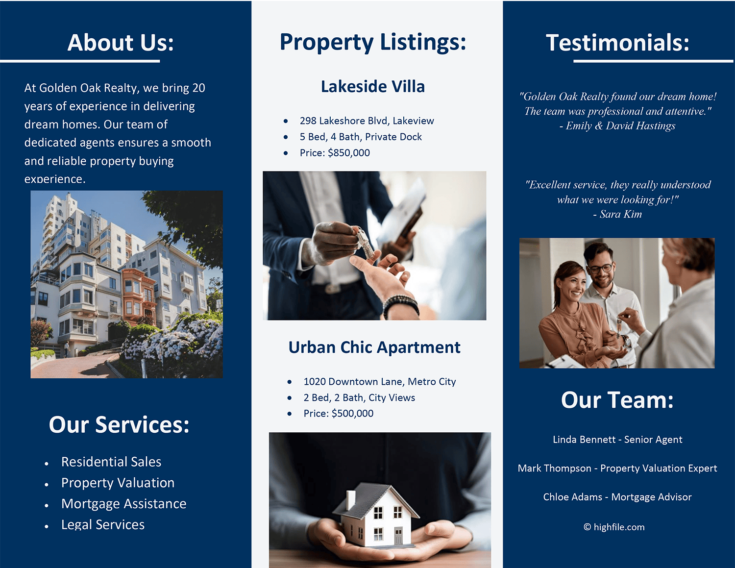Real Estate Brochure Template - Word and Google Docs - Back Side