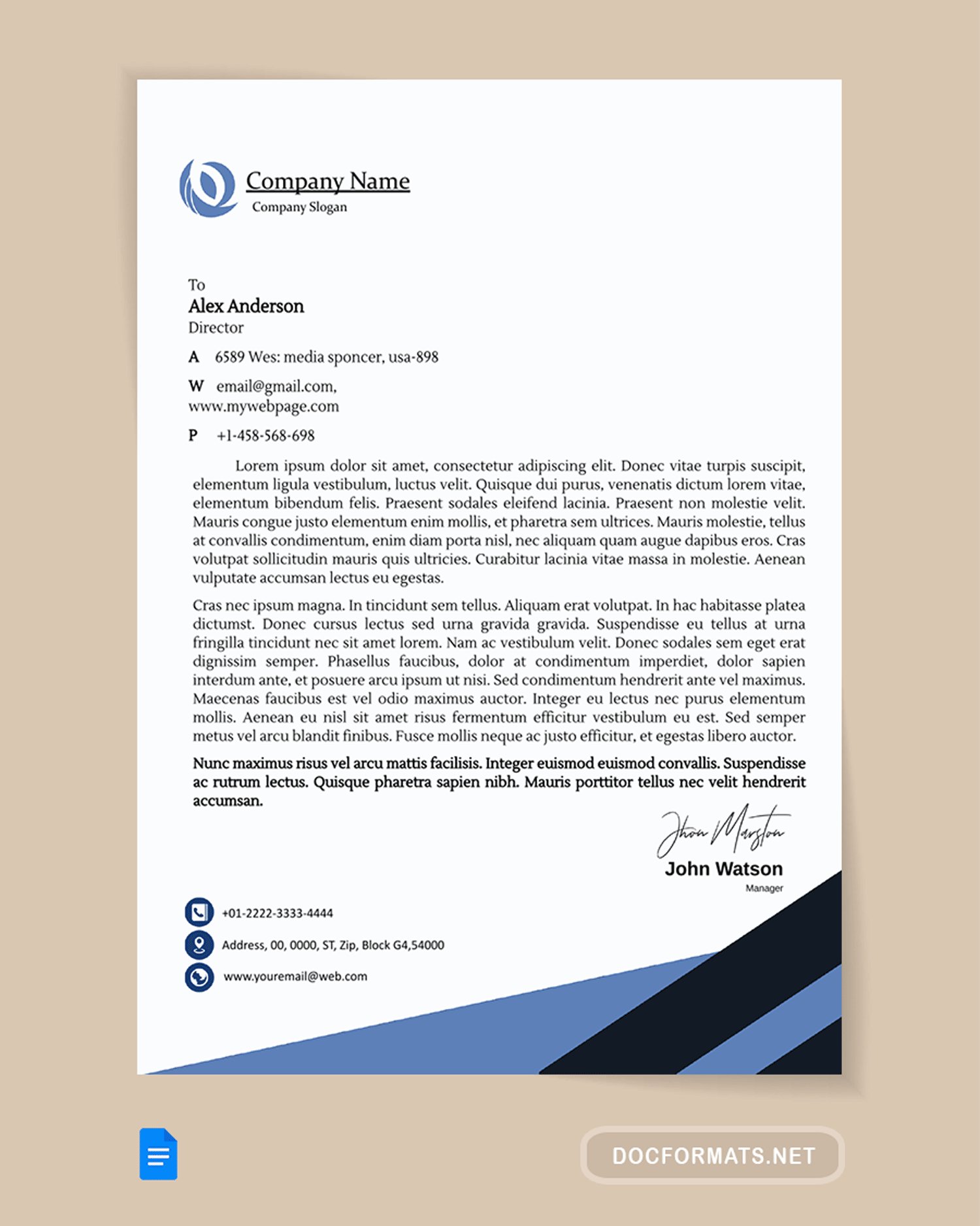 Ash Blue Template - Google Docs