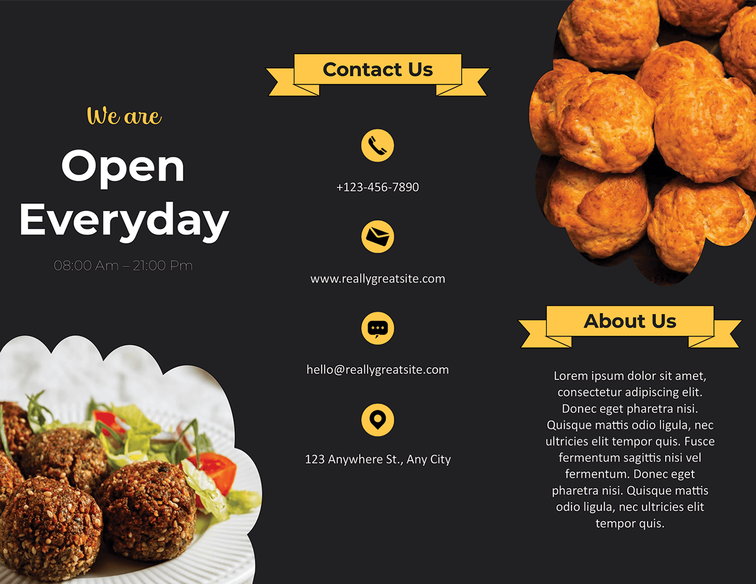 Black and Gold Food Menu Trifold Brochure Template - Page 02