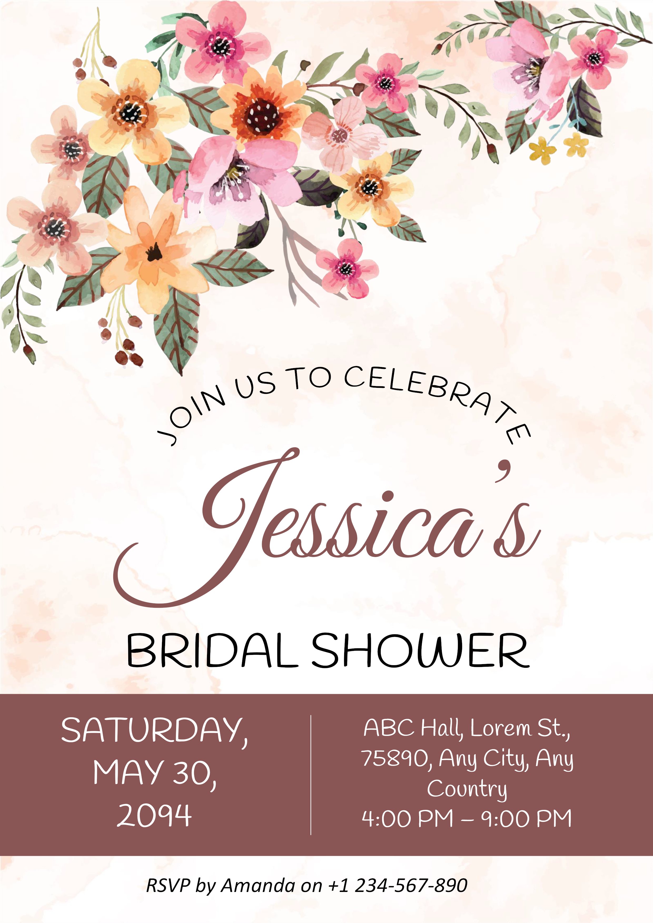 Blossomy Bridal Shower Announcement Template - Page 01