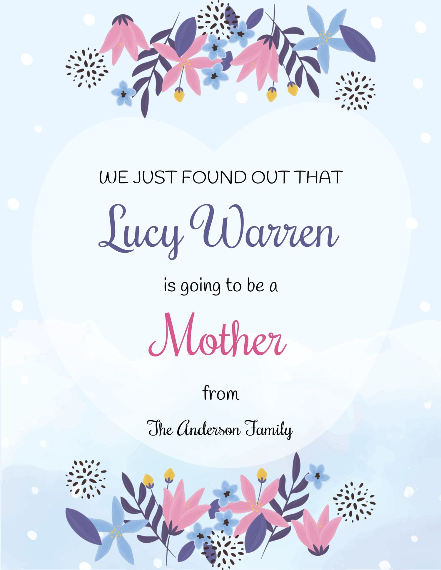 Blue and Pink Pregnancy Announcement Template - Page 01