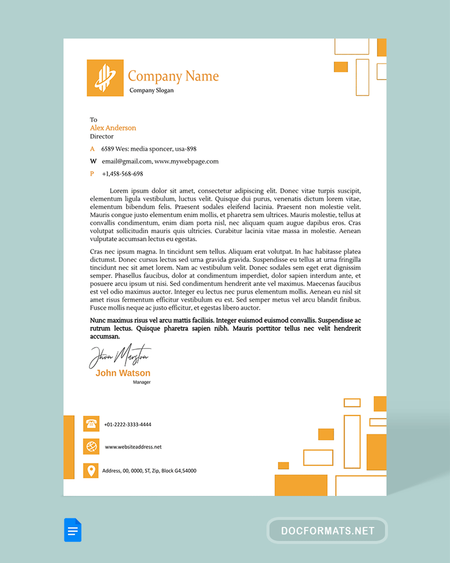 Dark Yellow Business Template - Google Docs