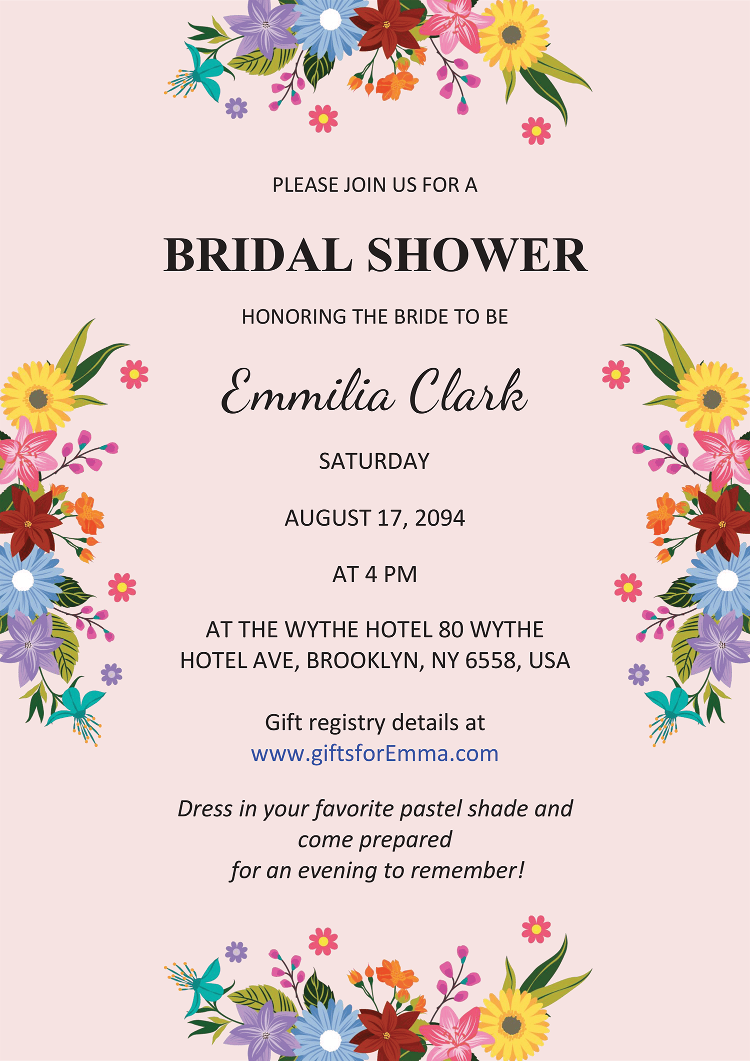 Floral Bridal Shower Announcement Template - Page 01