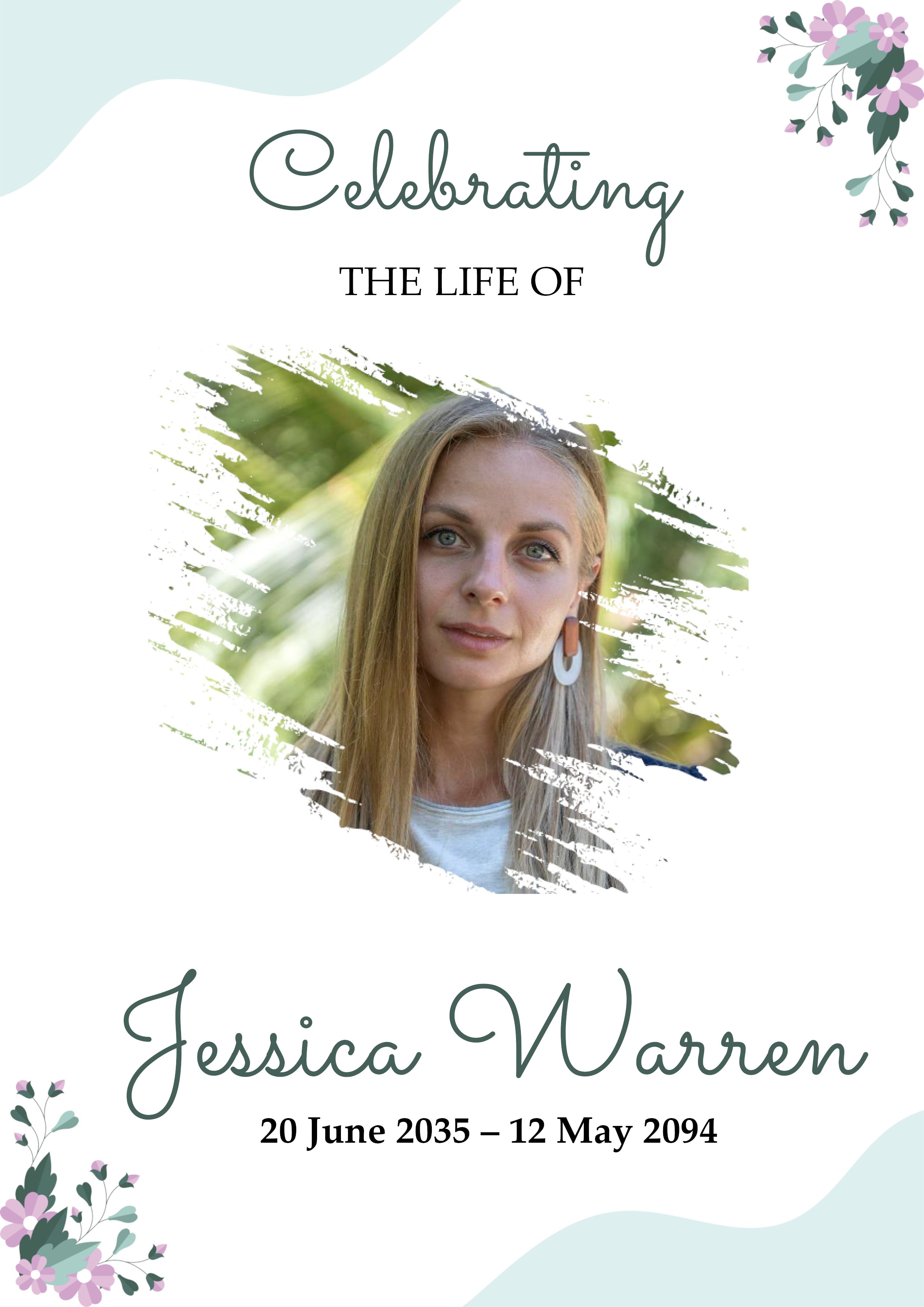 Floral Funeral Announcement Template - Page 01