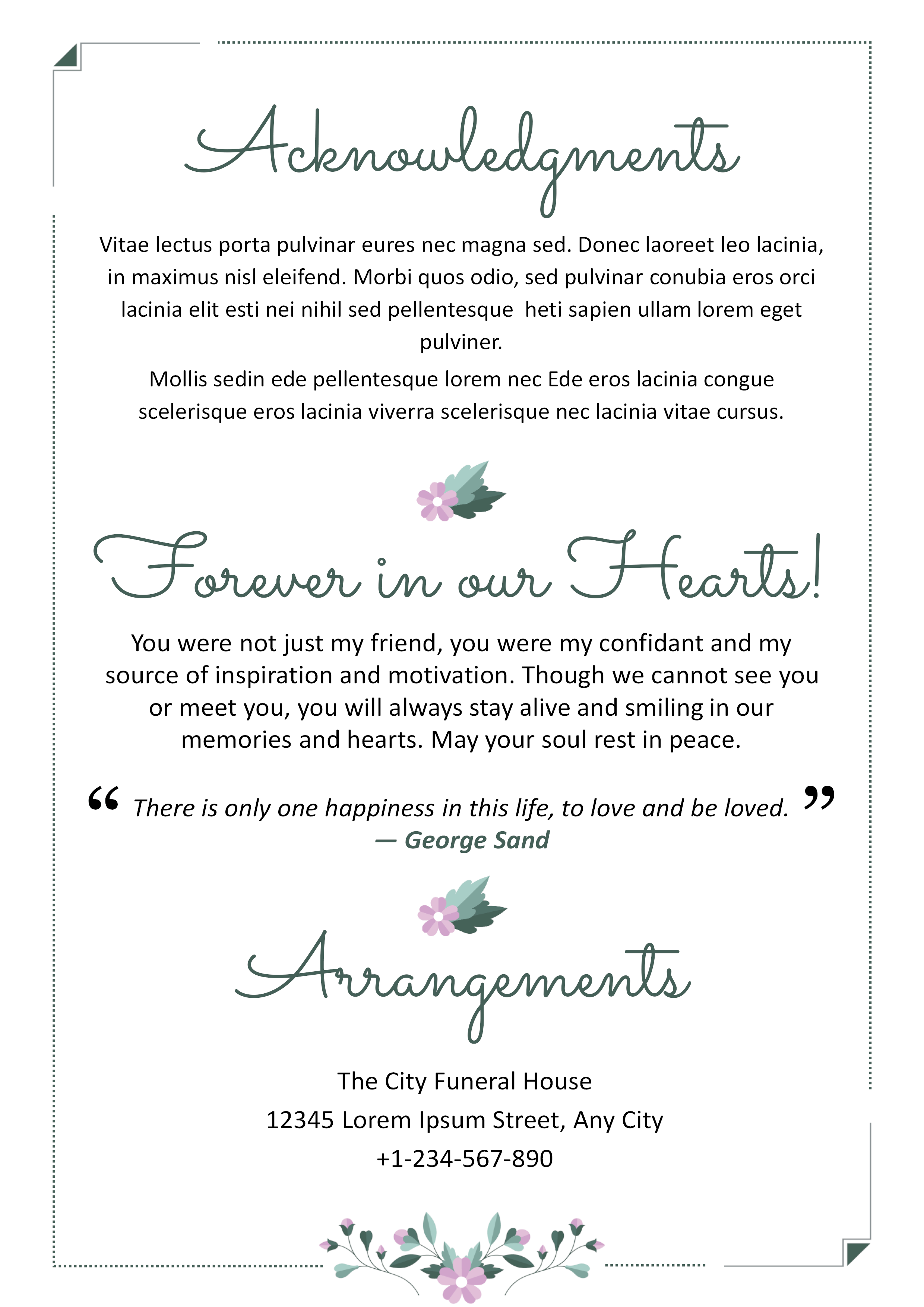 Floral Funeral Announcement Template - Page 04