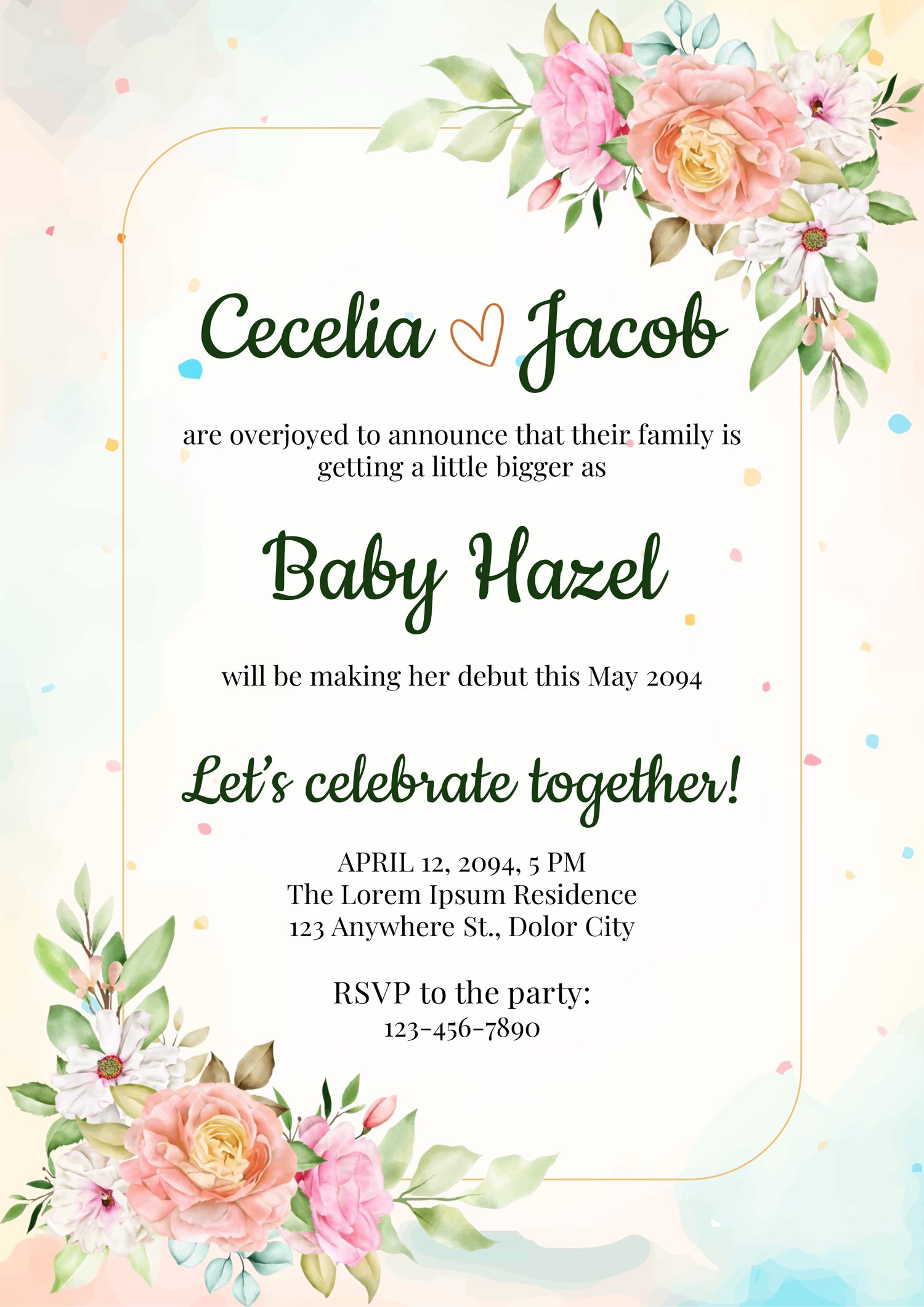 Floral Pregnancy Announcement Template - Page 01