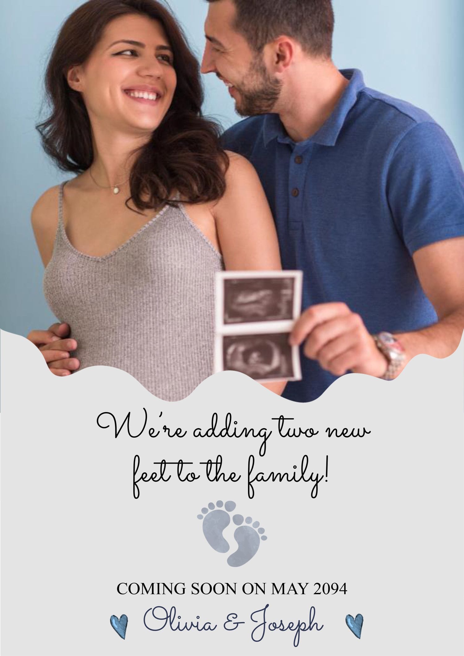 Minimal A4 Pregnancy Announcement Card Template - Page 01