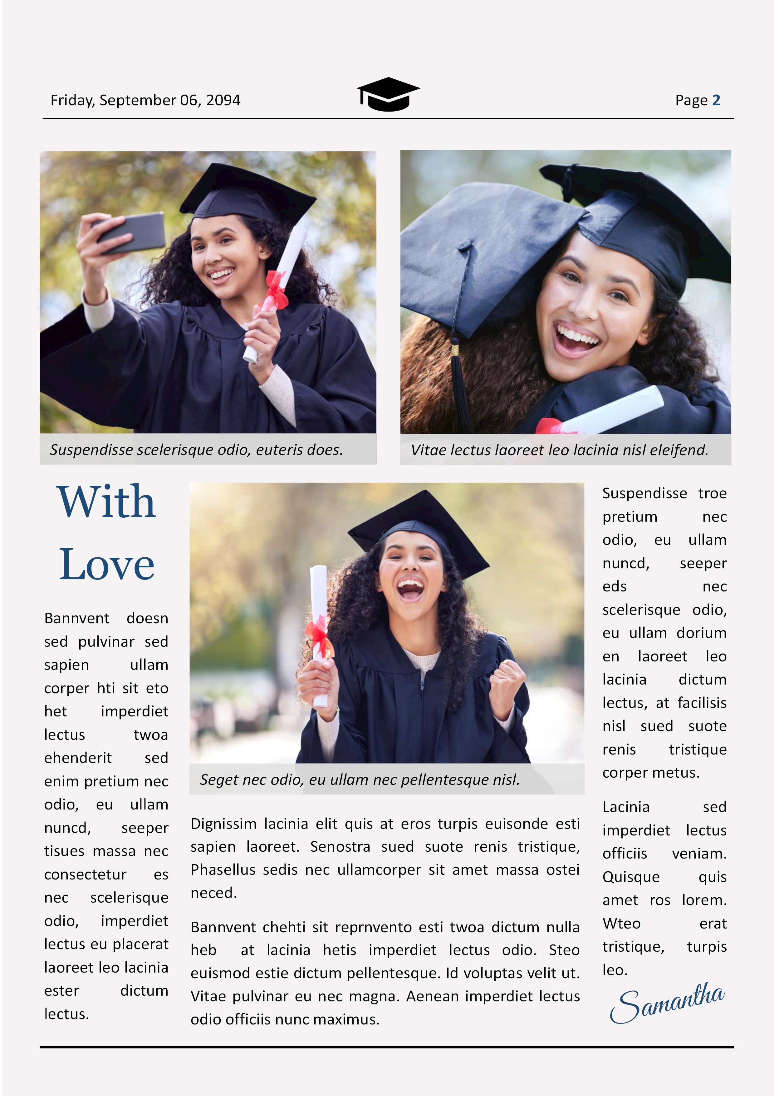Newspaper Themed Graduation Announcement Template - Page 02