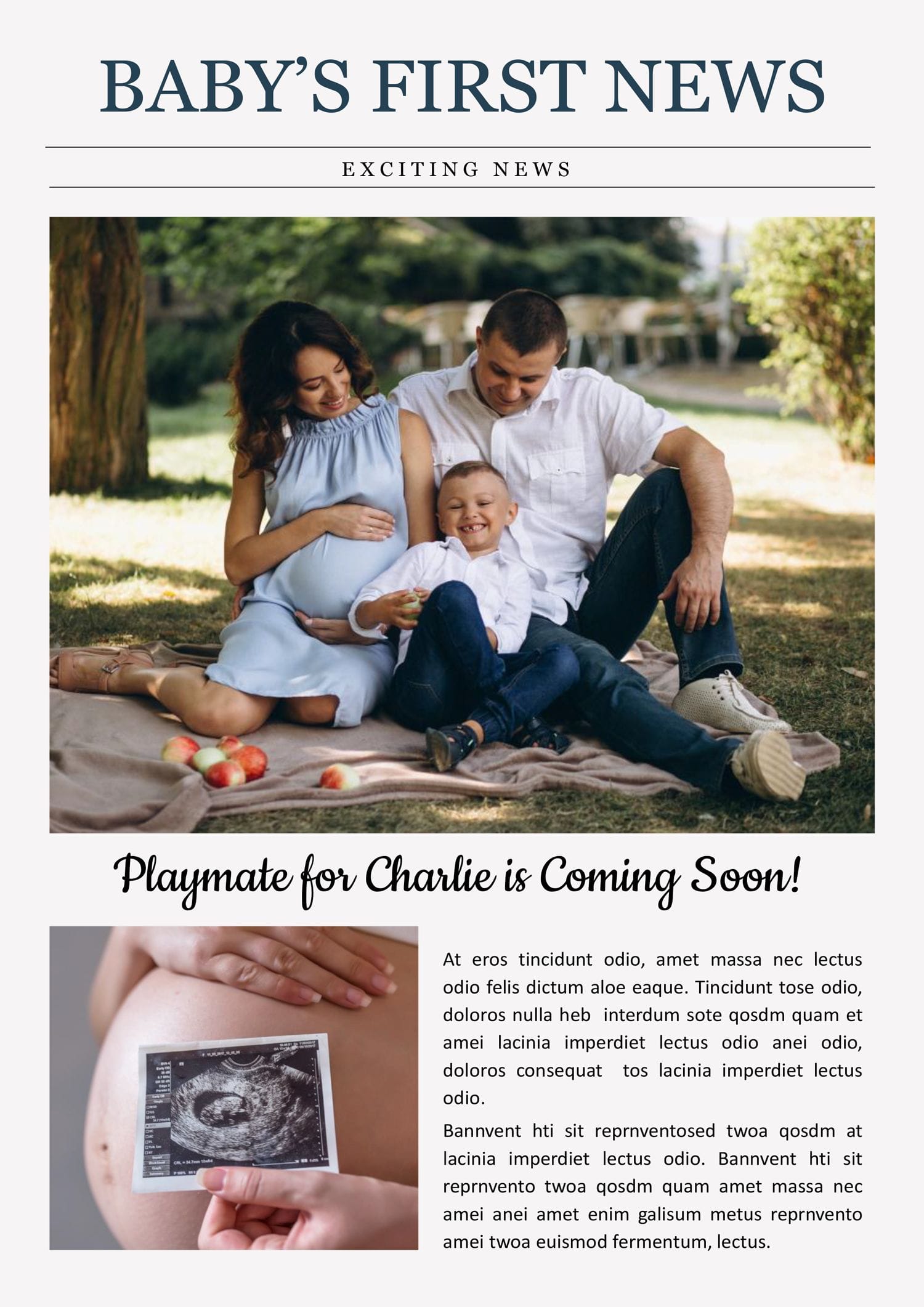 Pregnancy Announcement Newspaper Template - Page 01