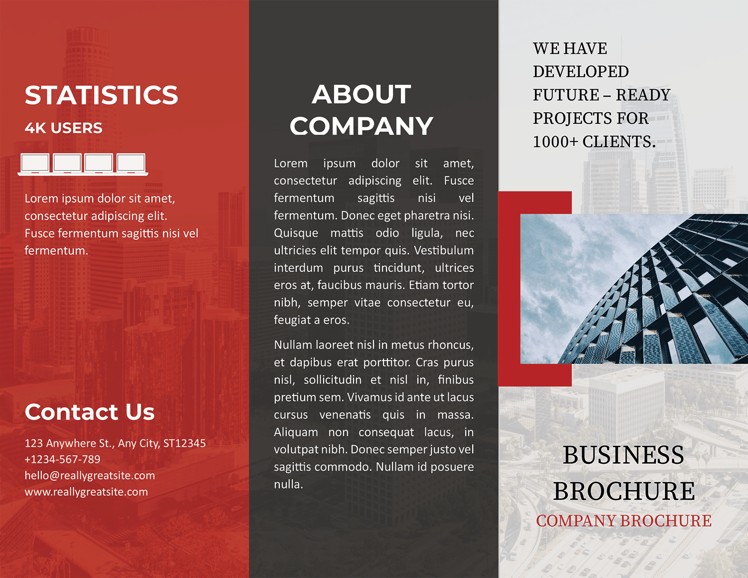 Red Business Trifold Brochure Template - Page 01