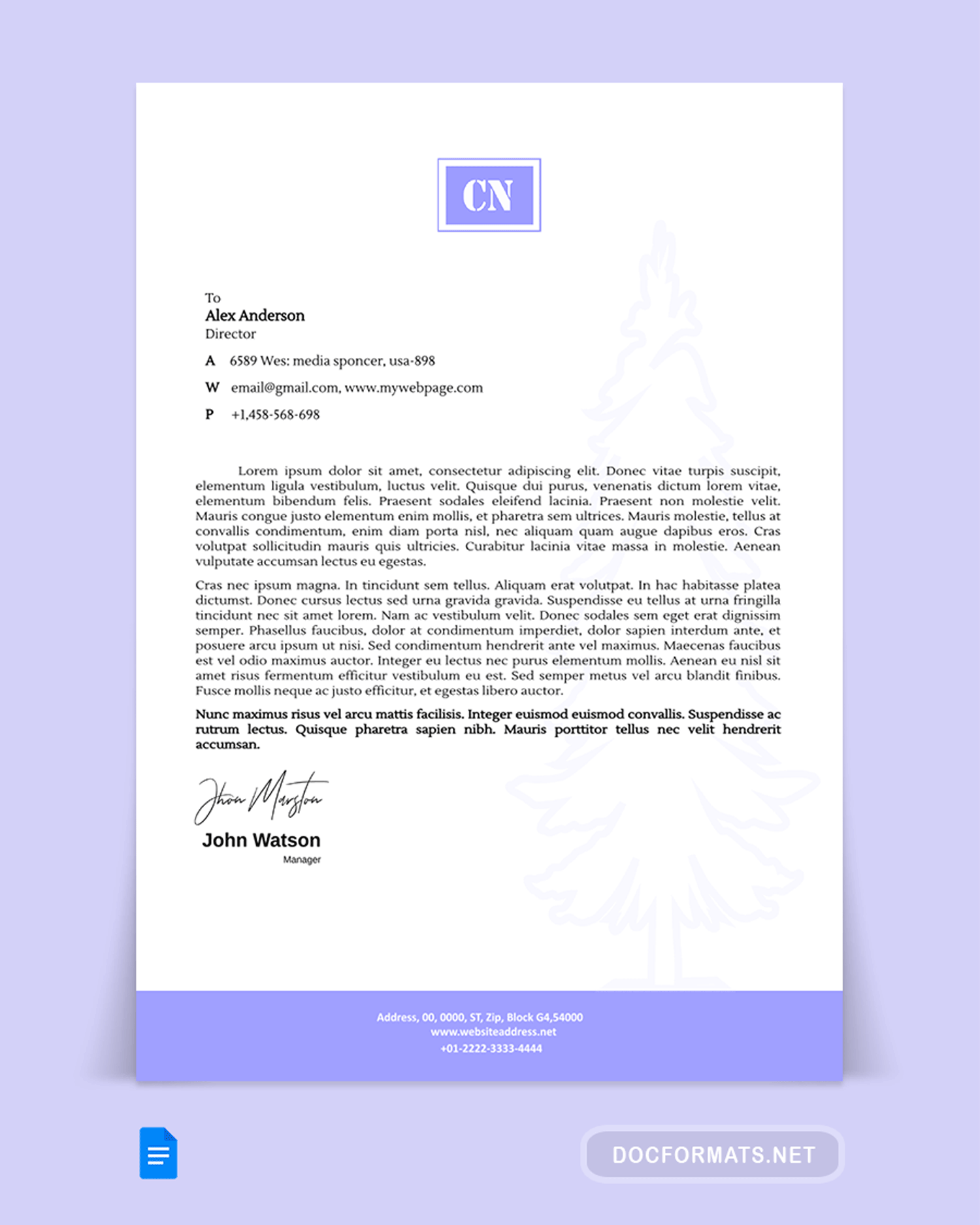 Tree Services Letterhead Template - Google Docs