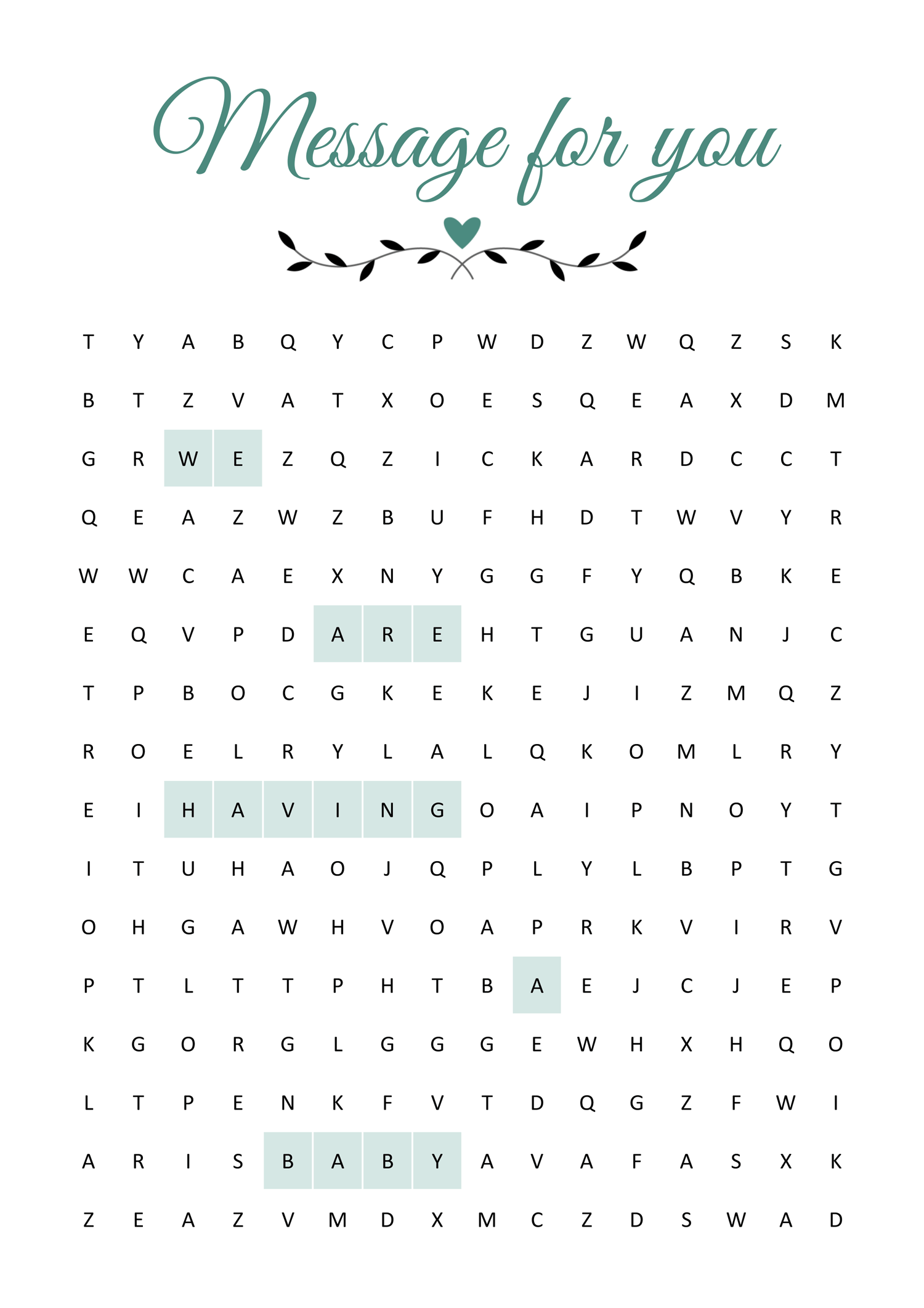 We Are Having a Baby Crossword Game - Pregnancy Announcement - Page 01