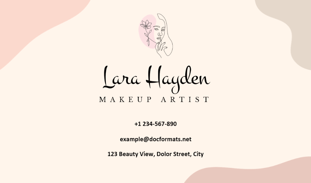 Beige Makeup Artist Business Card Template - Page 01