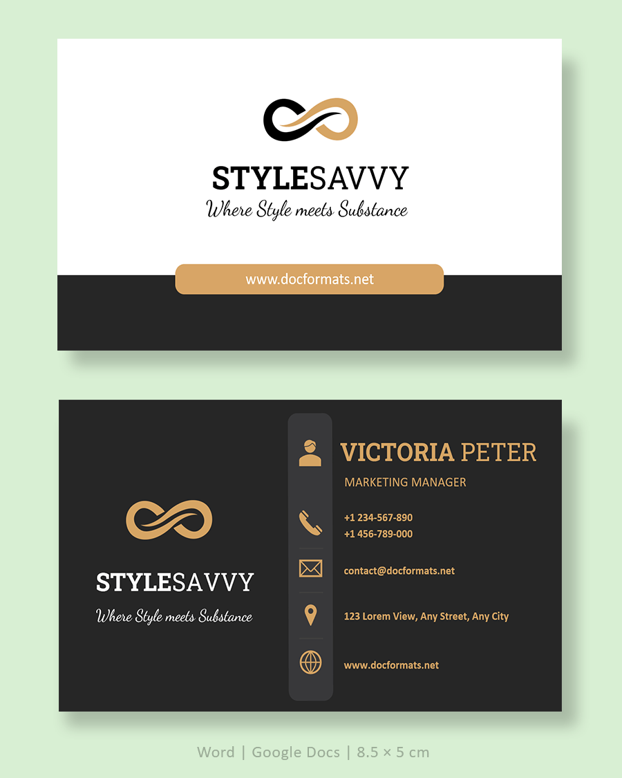 Black Gold Elegant Business Card Template - Word, Google Docs