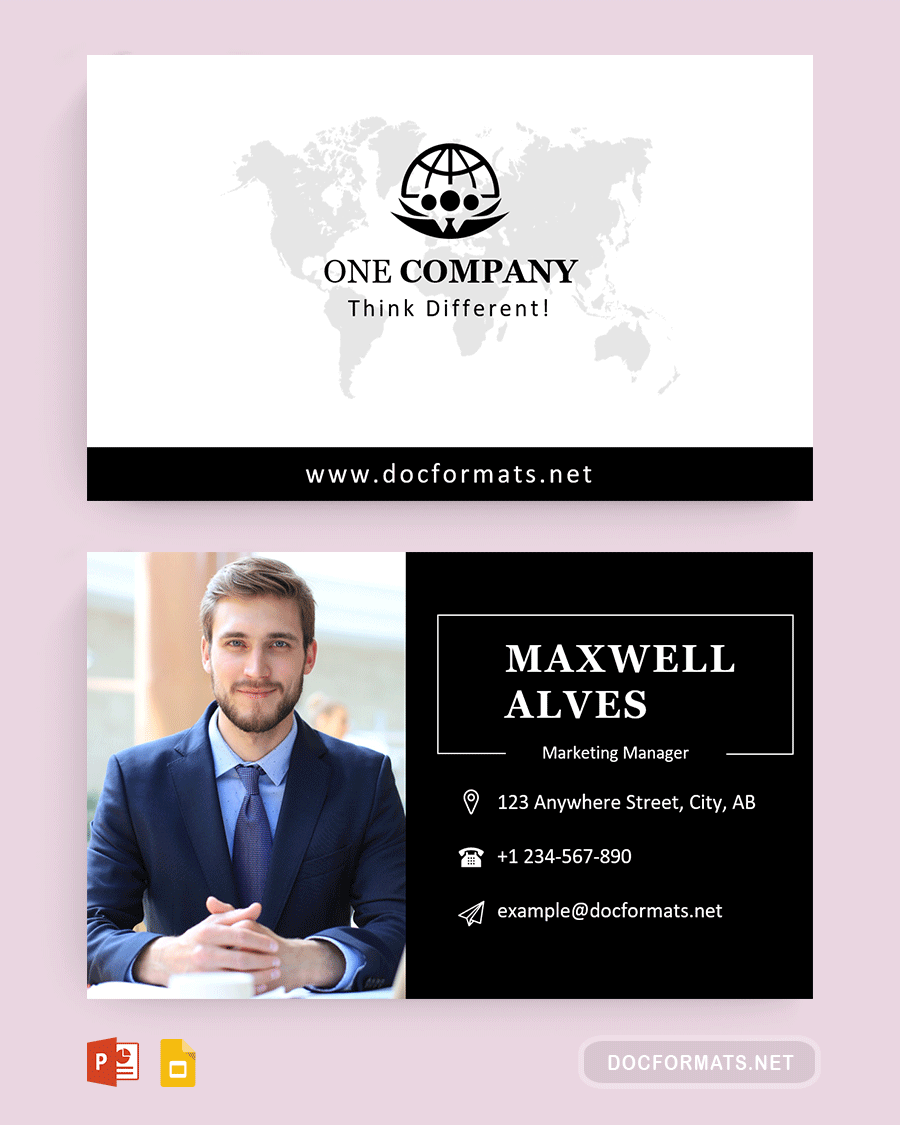 Black White Modern Business Card Template - PowerPoint, Google Slides