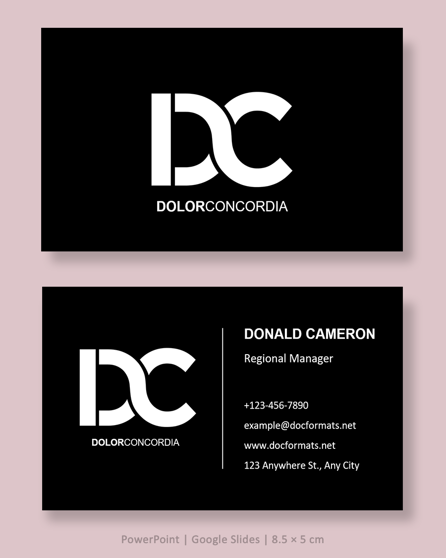 Black and White Personal Business Card Template - PowerPoint, Google Slides