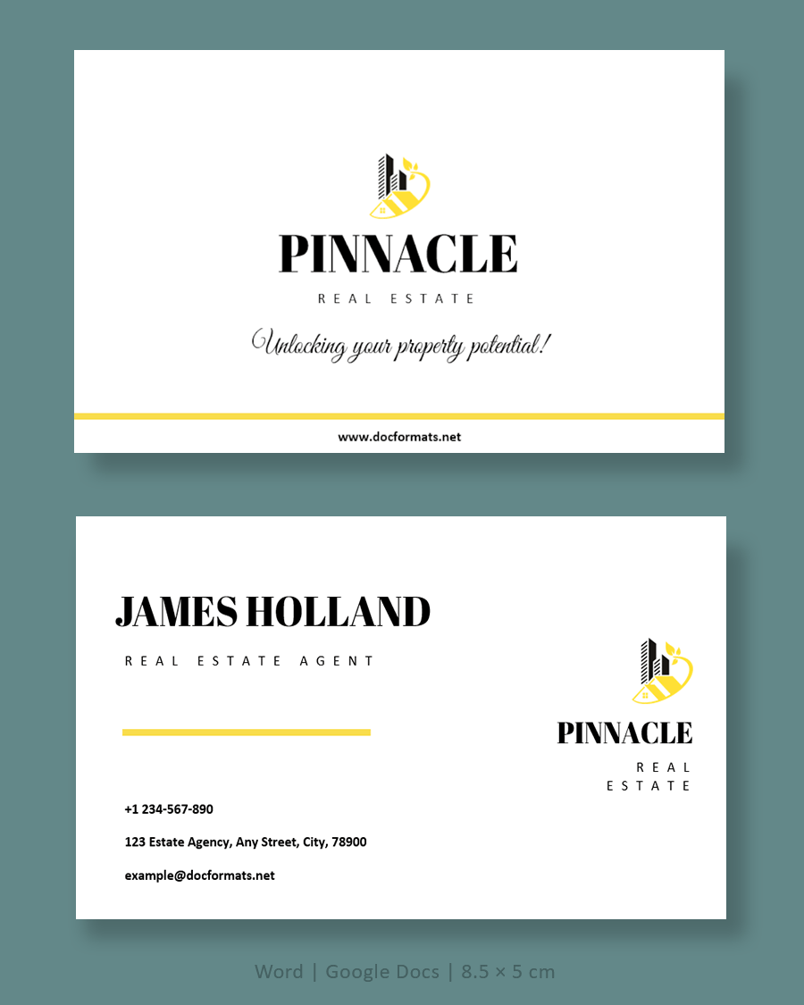 Minimal White Business Card Template - Word, Google Docs