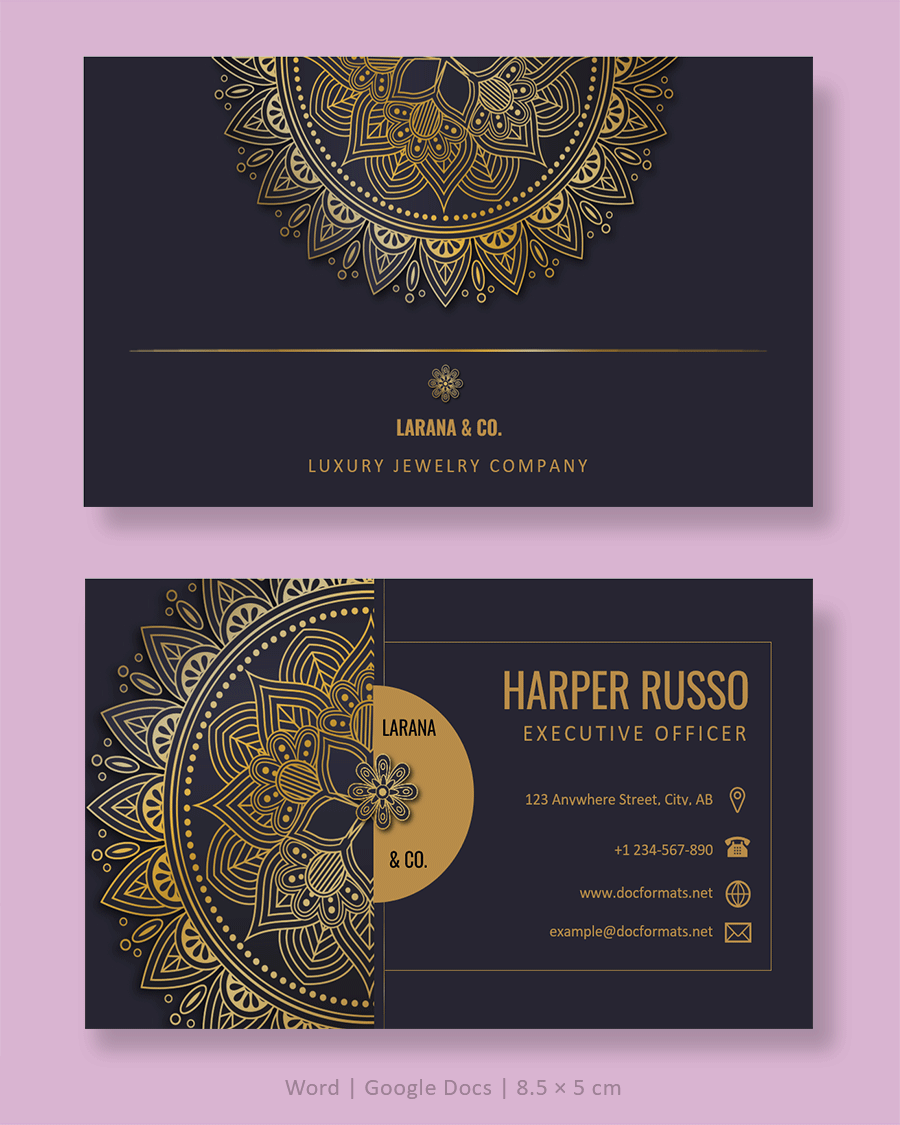 Navy and Gold Business Card - Word, Google Docs
