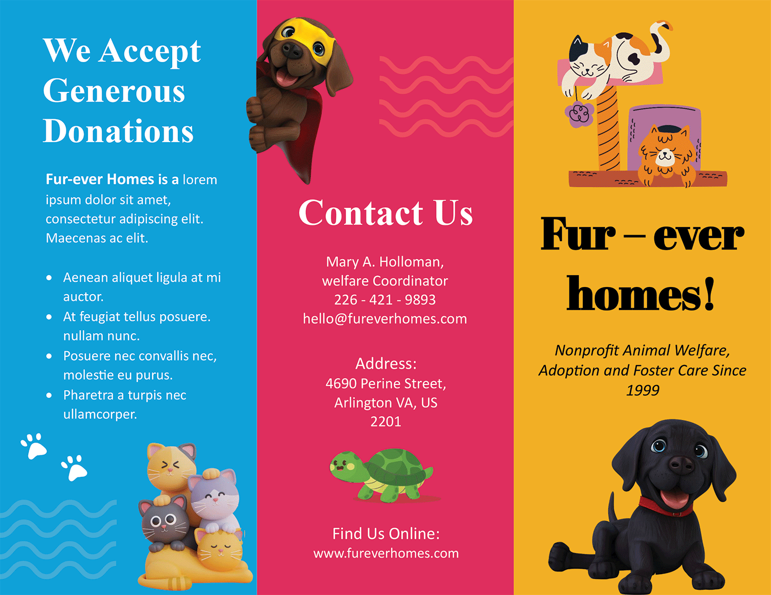 Nonprofit Pet Shelter Tri Fold Brochure - Page 01