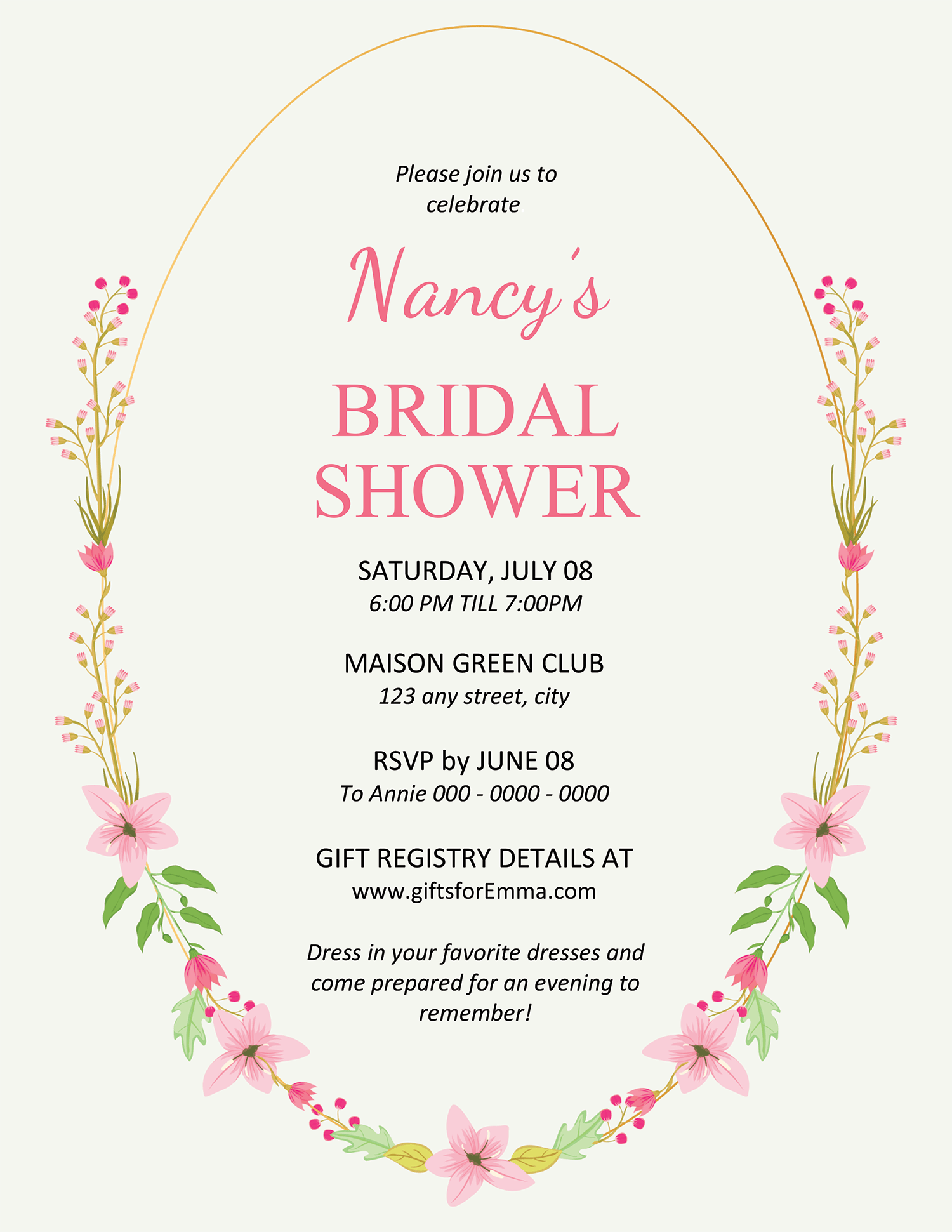 Wildflower Bridal Shower Announcement Template - Page 01