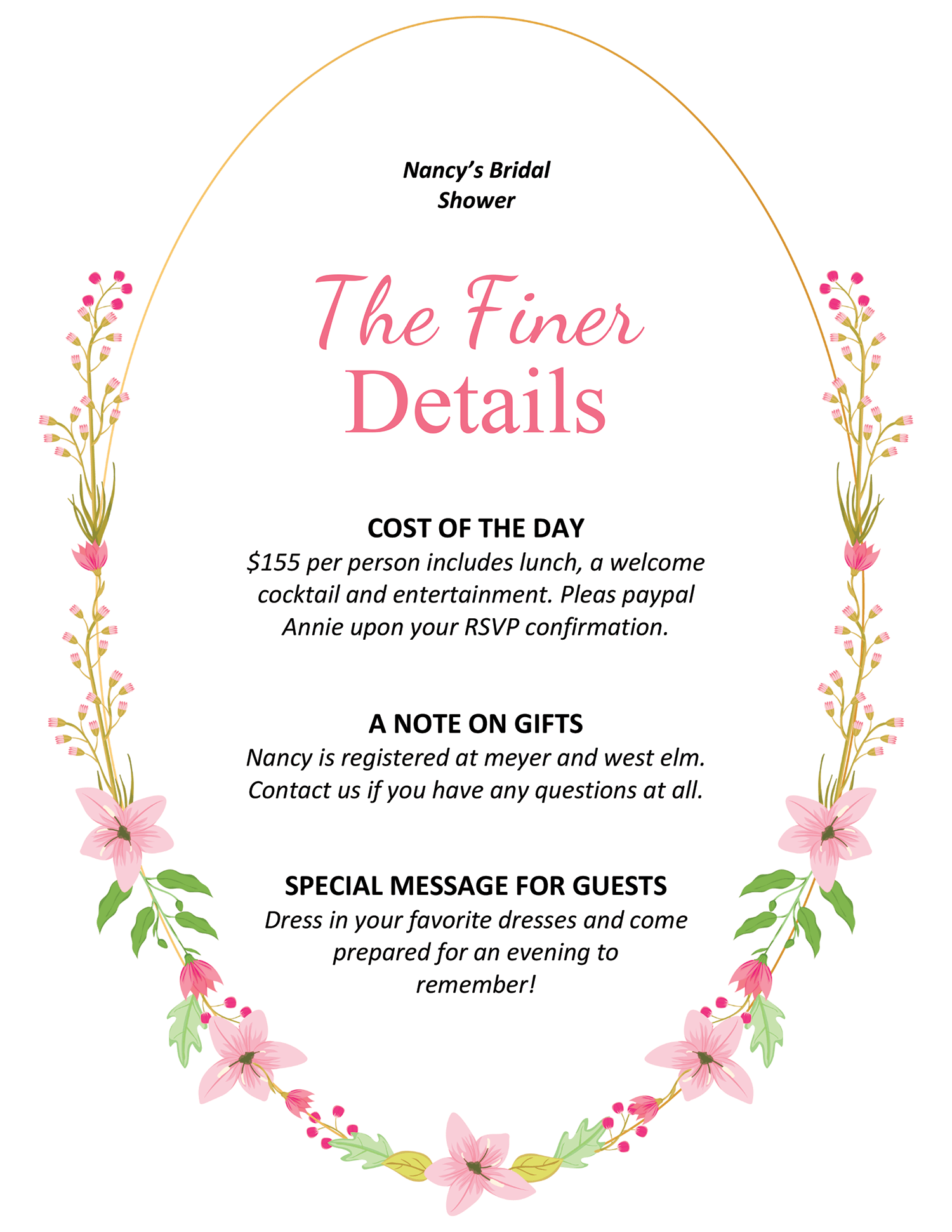Wildflower Bridal Shower Announcement Template - Page 02