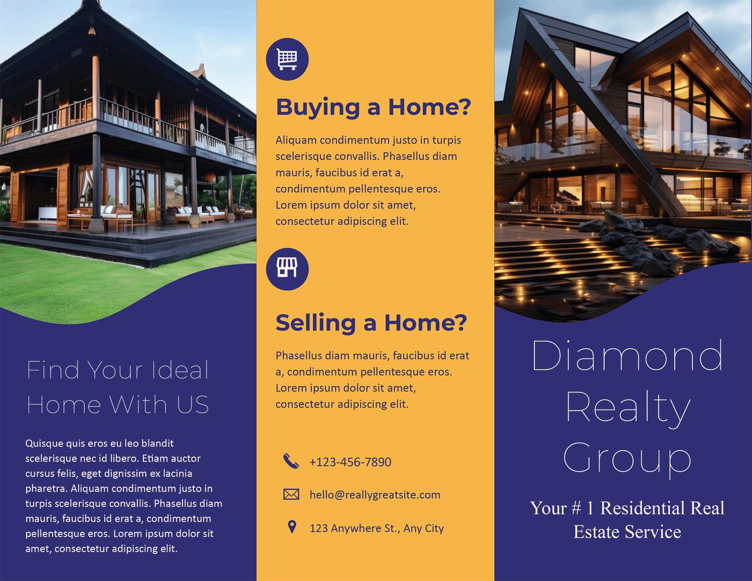 Yellow Residential Real Estate Tri Fold Brochure Template - Page 01