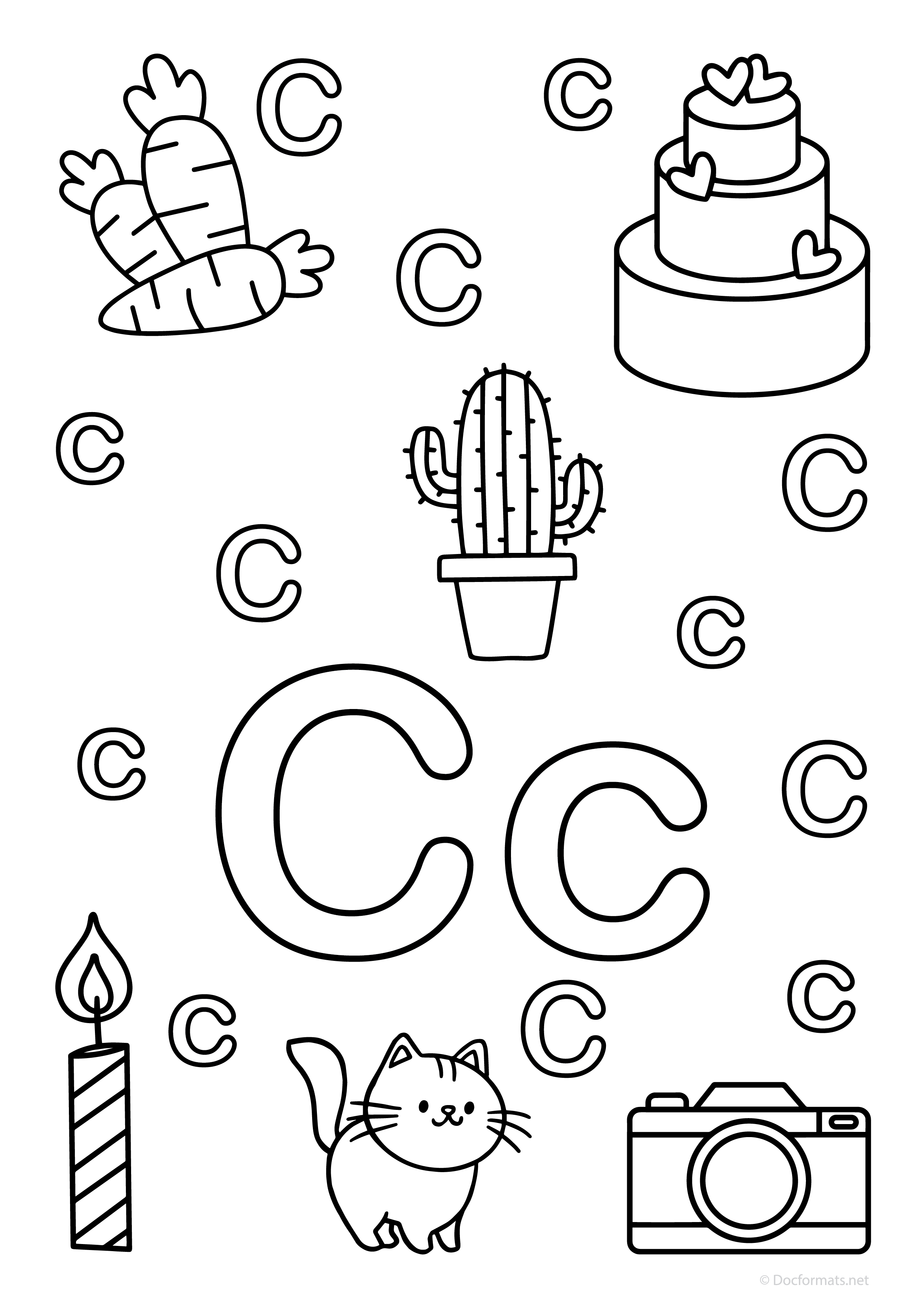Alphabet C Coloring Page - PDF, PNG