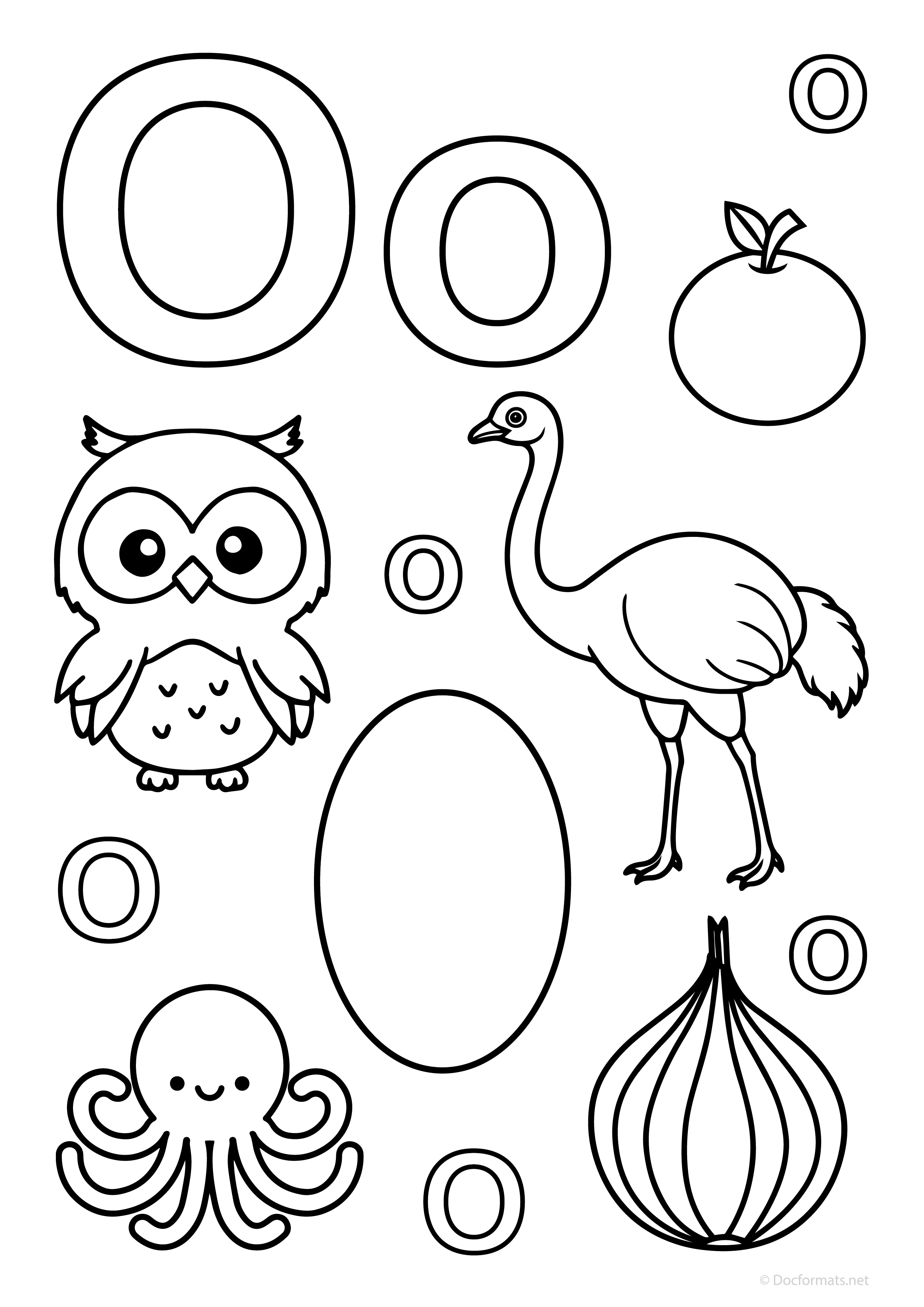 Alphabet O Coloring Page - PDF, PNG
