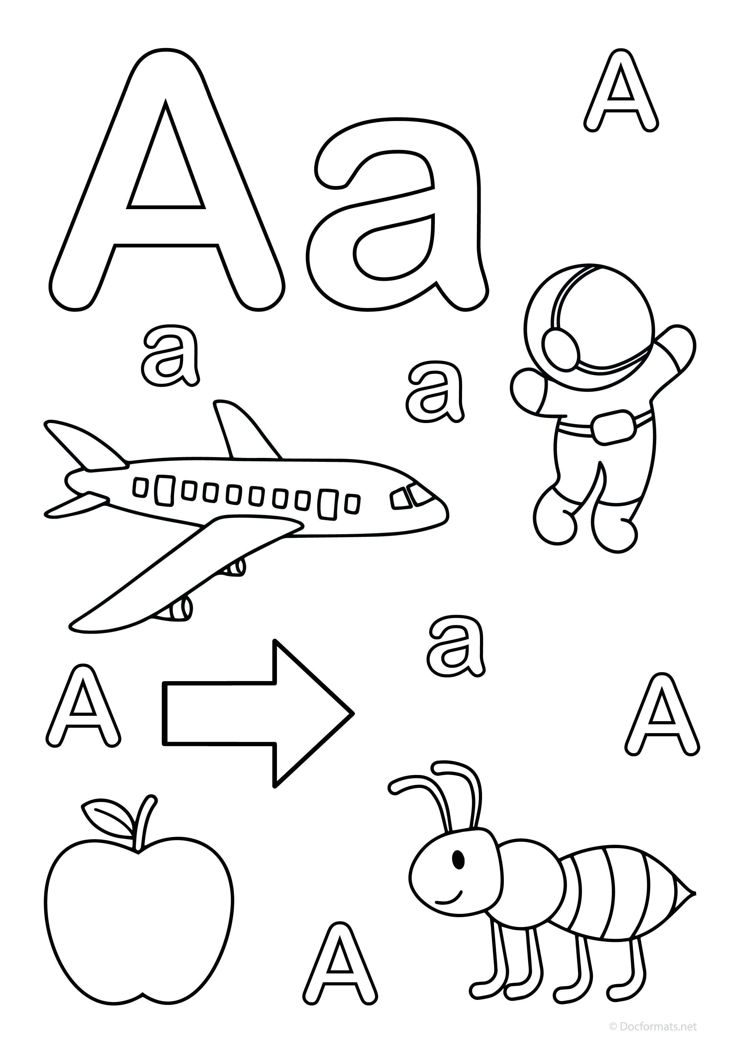 Alphabet A Coloring Page - PDF, PNG