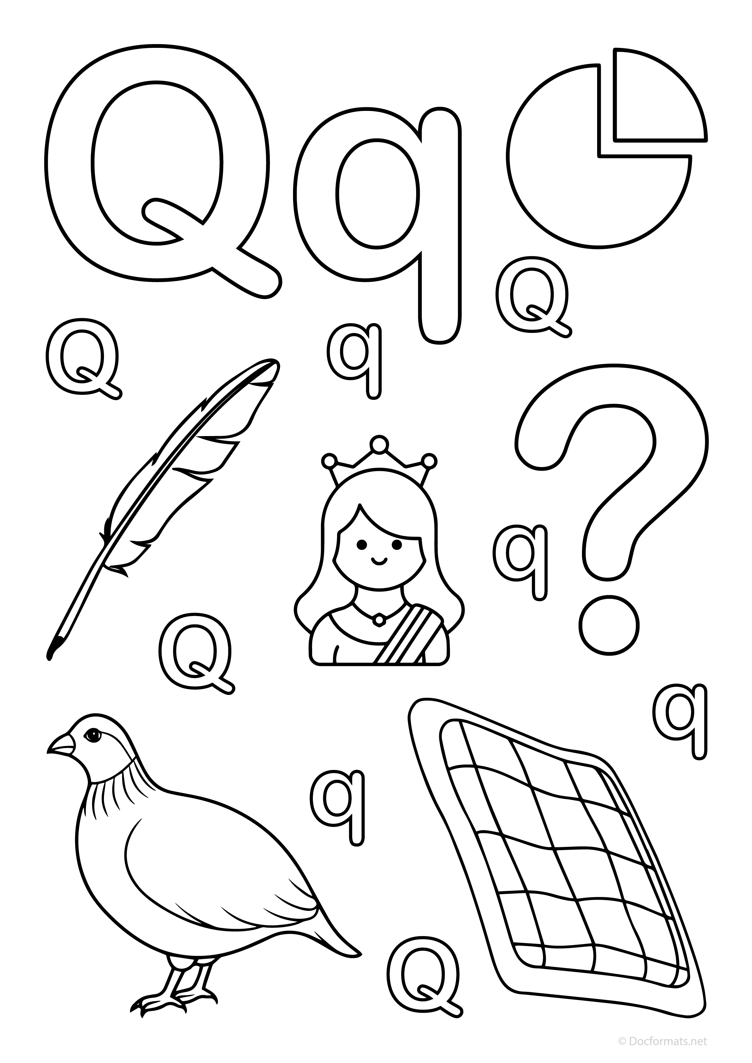 Alphabet Q Coloring Page - PDF,PNG