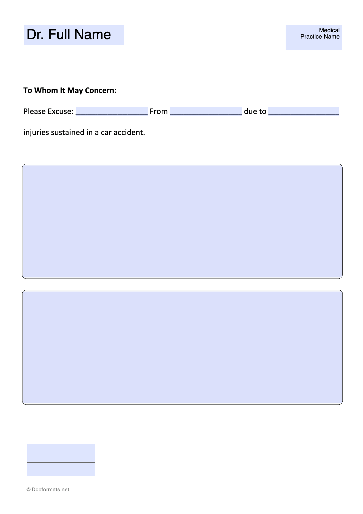 Blank Doctors Note Template Editable in PDF