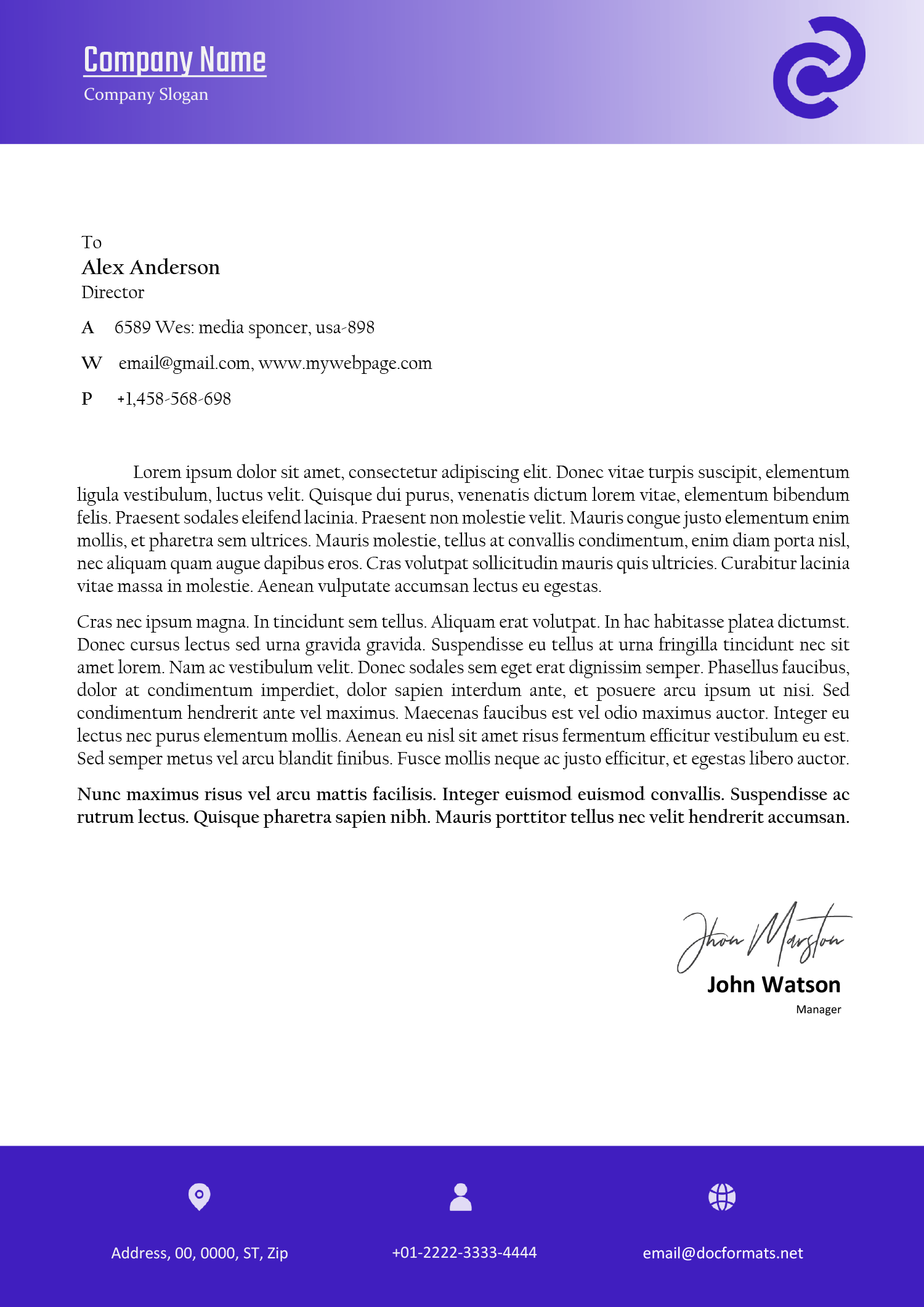 Business Letterhead Template in Google Docs and Word