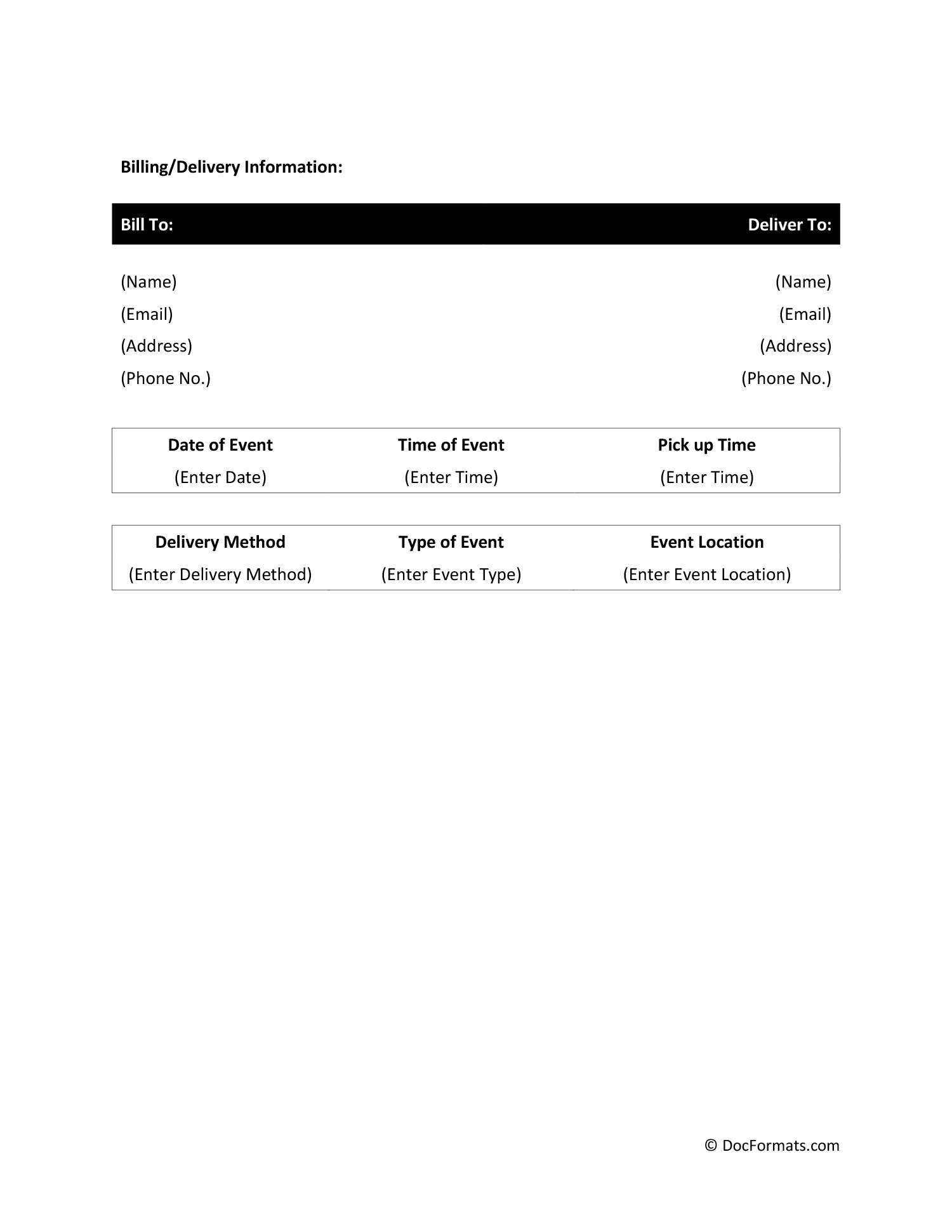 Catering Quote Template - Page 02 - Word, Google Docs, PDF, Excel, Google Sheets
