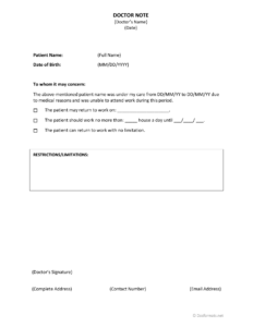 Free Doctor Note Templates (for Work and School) - DocFormats