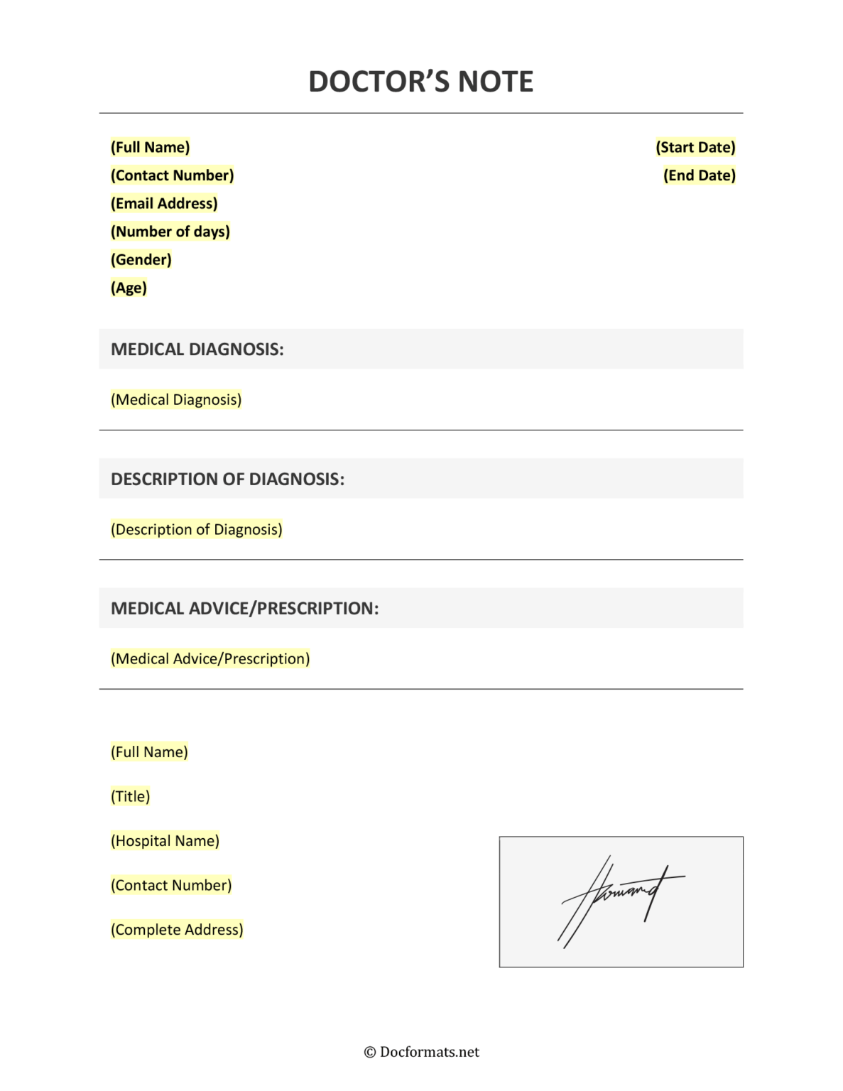 Free Doctor Note Templates (for Work and School) - DocFormats