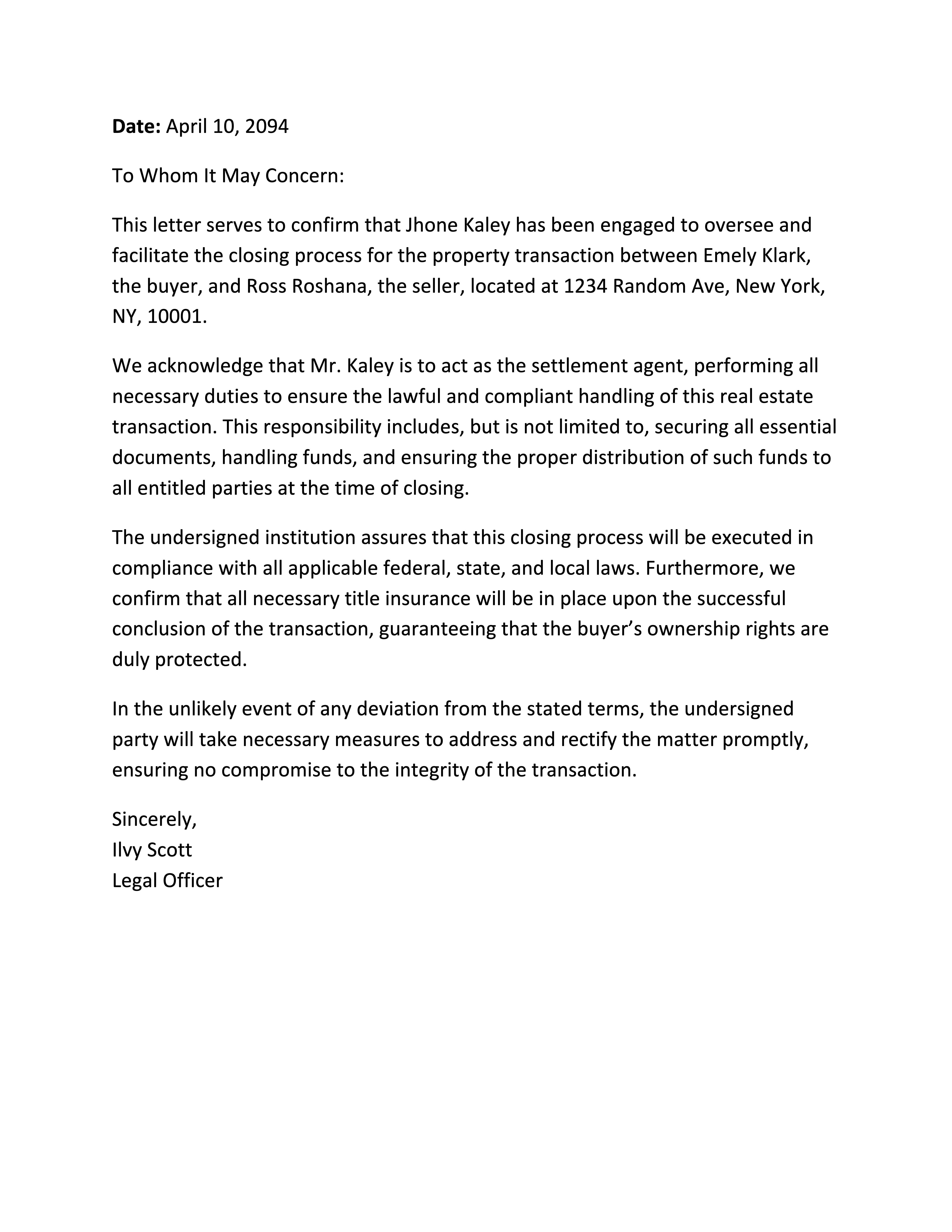 Insured Closing Letter - Google Docs, Word
