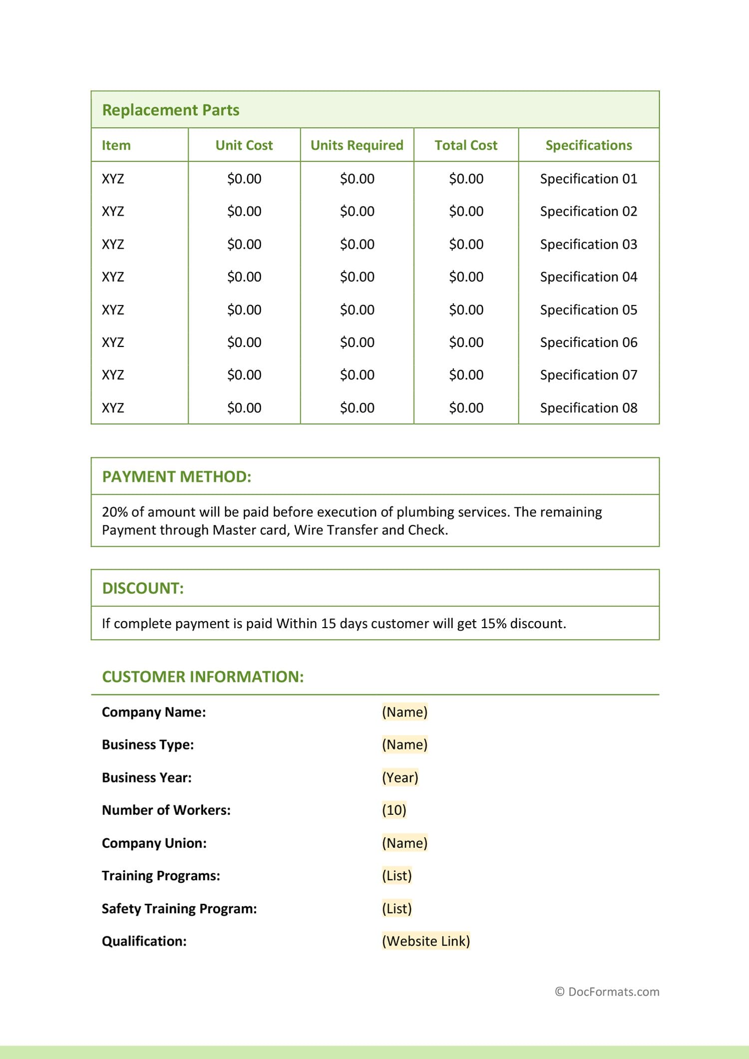 Plumbing Work Quote Template - Word, Google Docs, PDF - Page 04