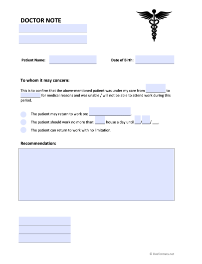 Free Doctor Note Templates (for Work and School) - DocFormats