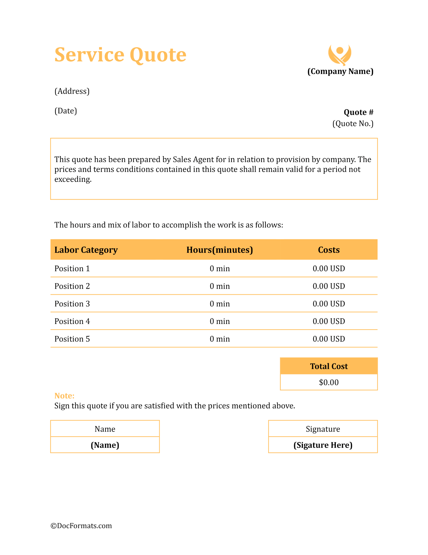 Service Quote - Word, Google Docs, Google Sheets, PDF