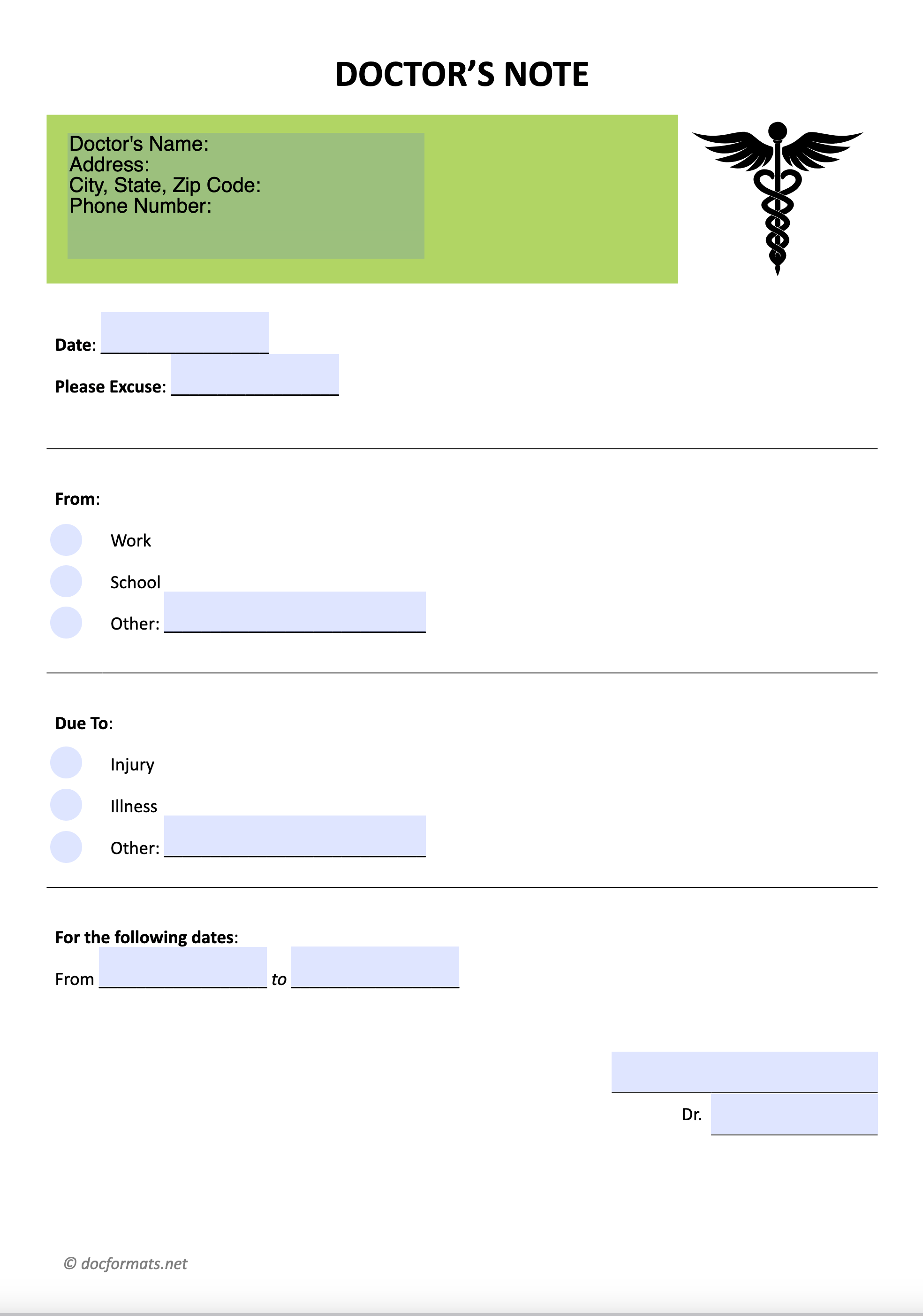 Free Doctor Note Templates (for Work and School) - DocFormats