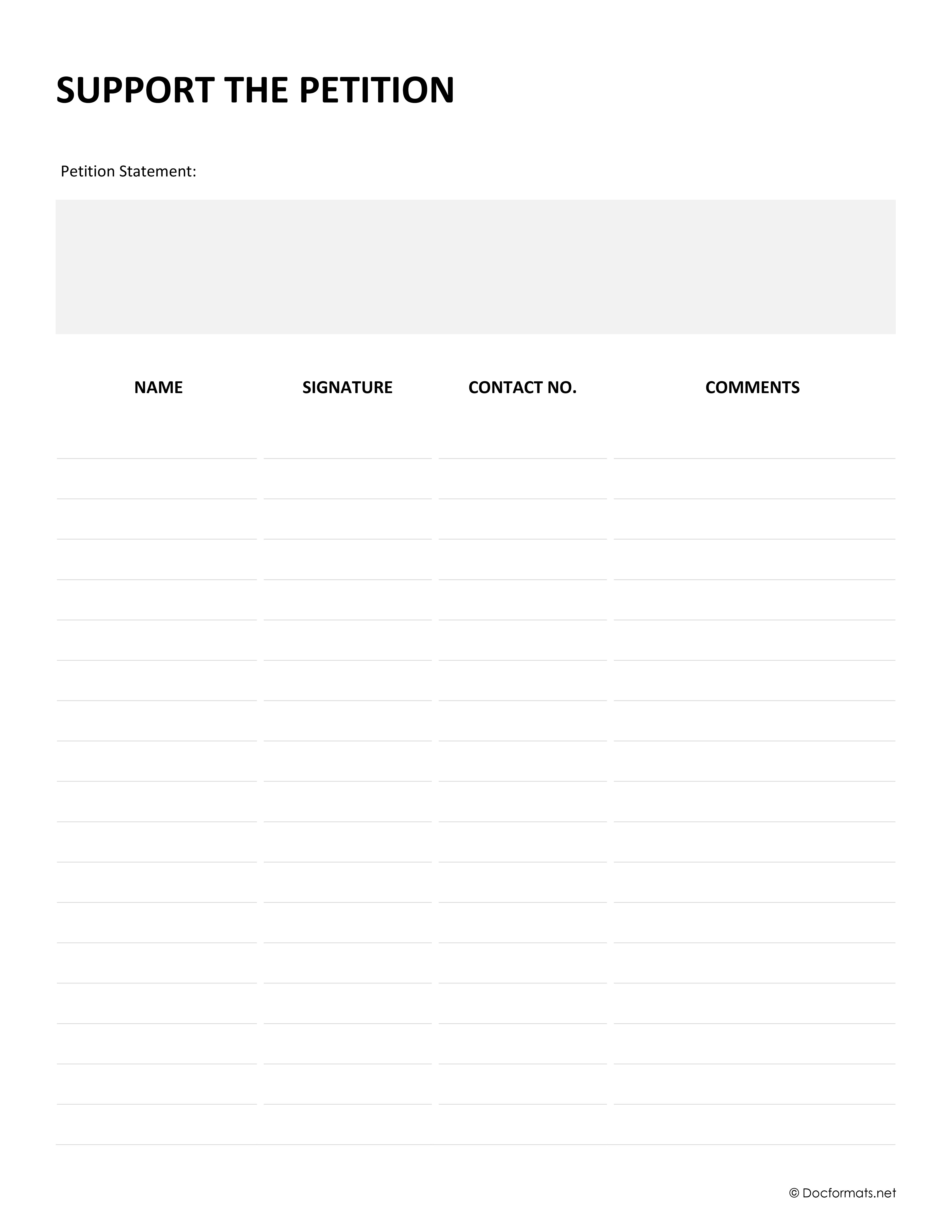 Petition Signature Form Template - Word
