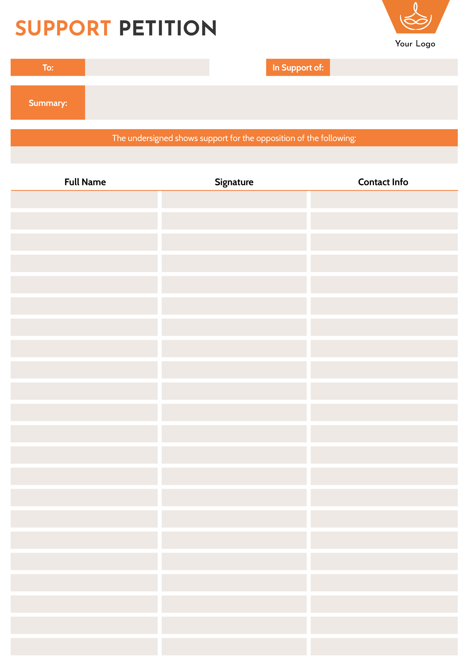 Support Petition Form Template - Google Docs, Word