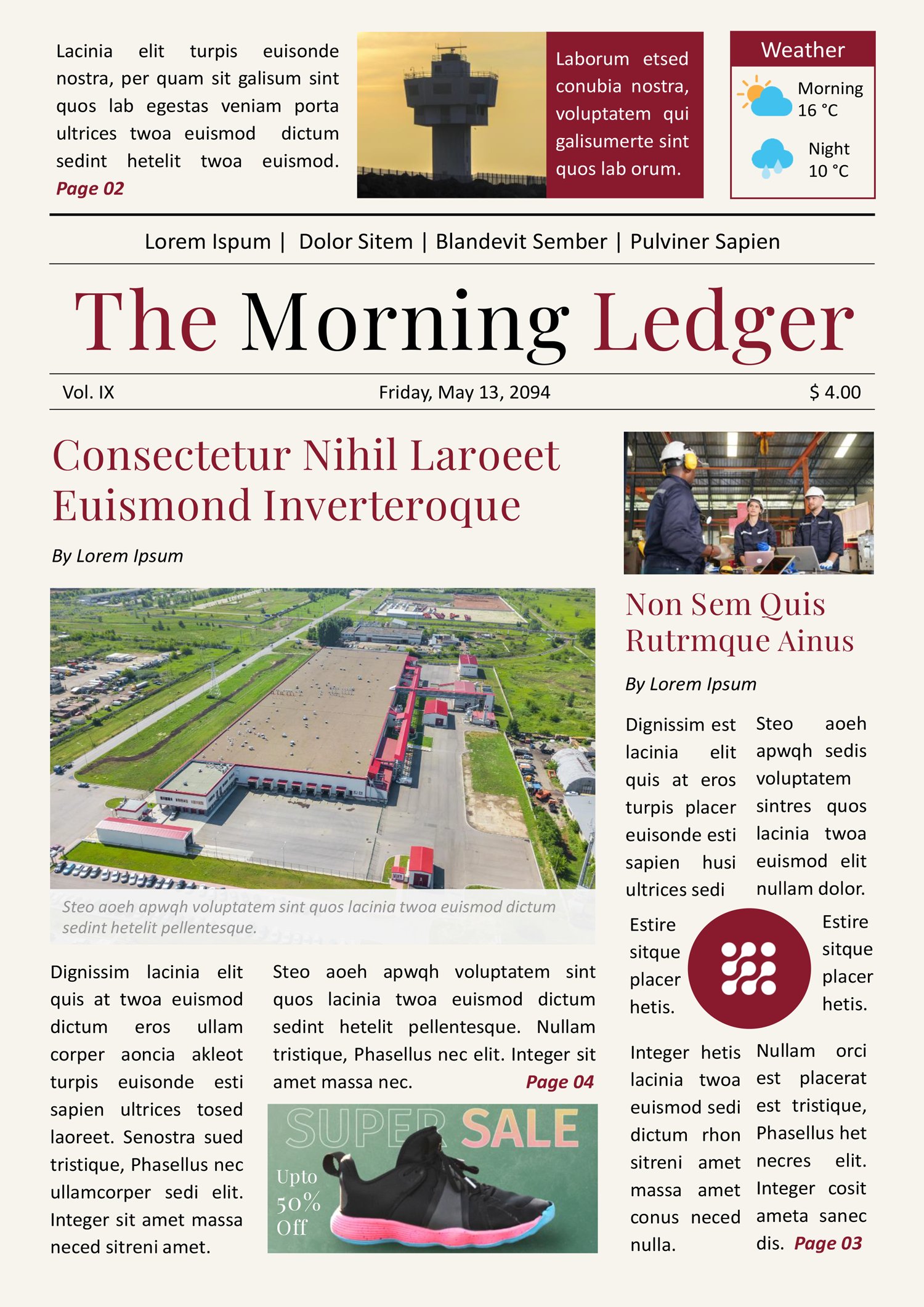 Beige Newspaper Article Template - Google Slides, PowerPoint