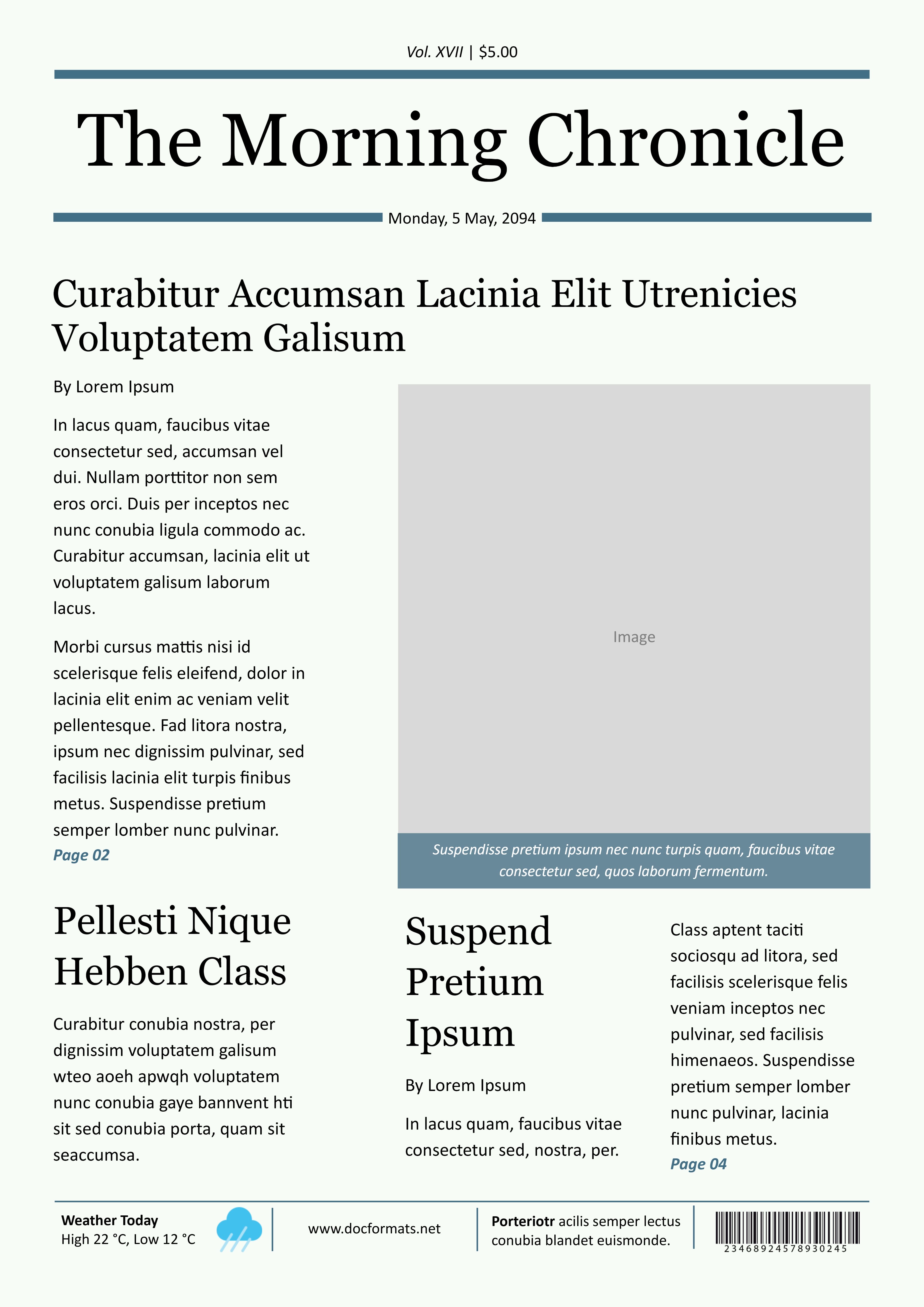 Blank Newspaper Template - Google Docs, Word