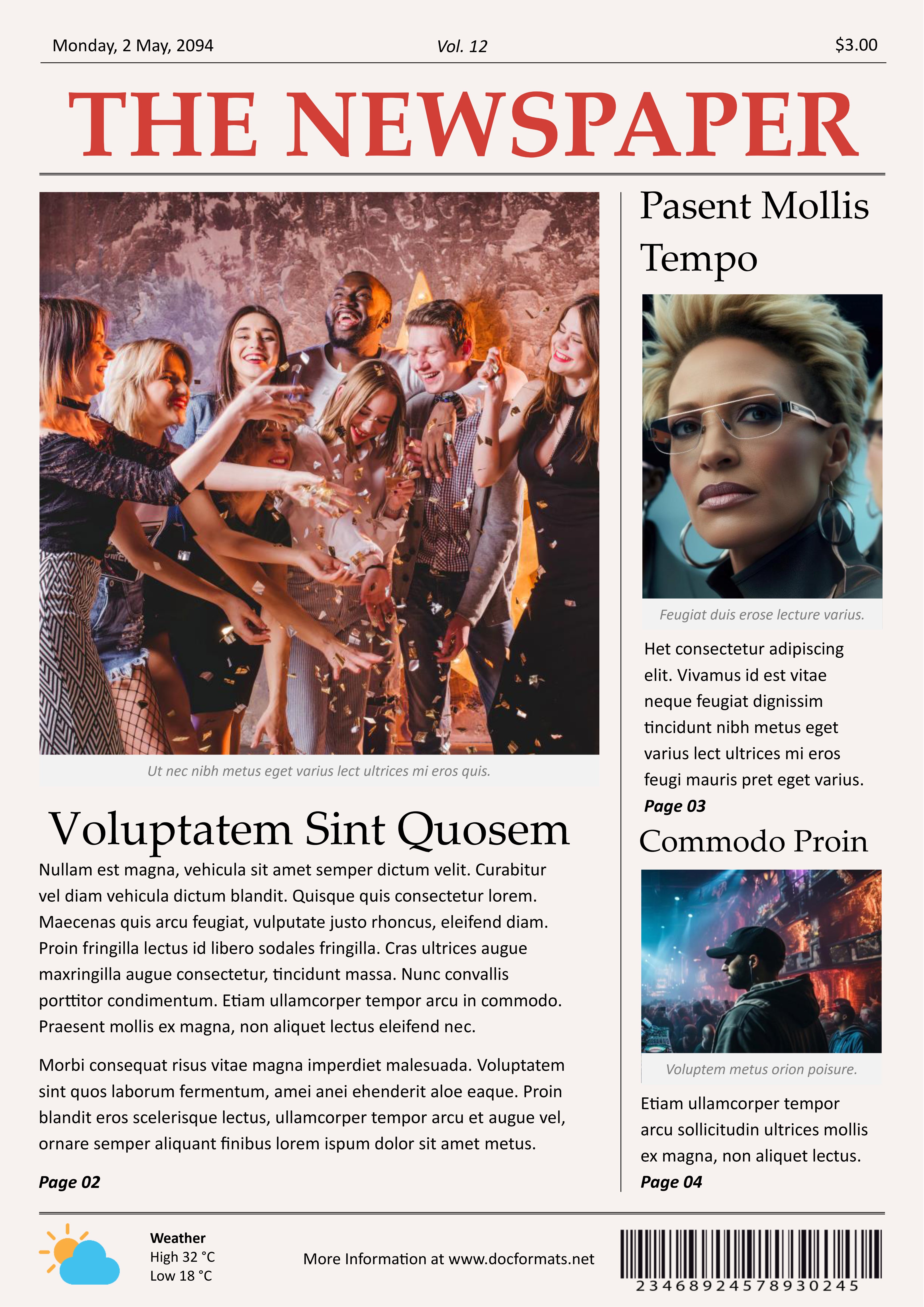 Breaking News Newspaper Template - Google Docs, Word