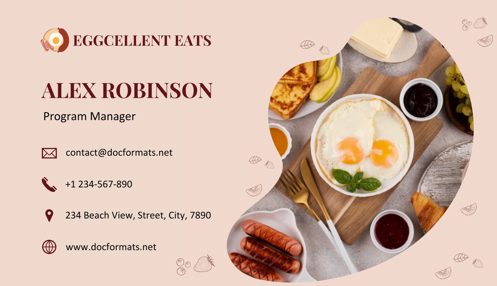 Brunch Business Card Template - Google Docs, Word - Page 02