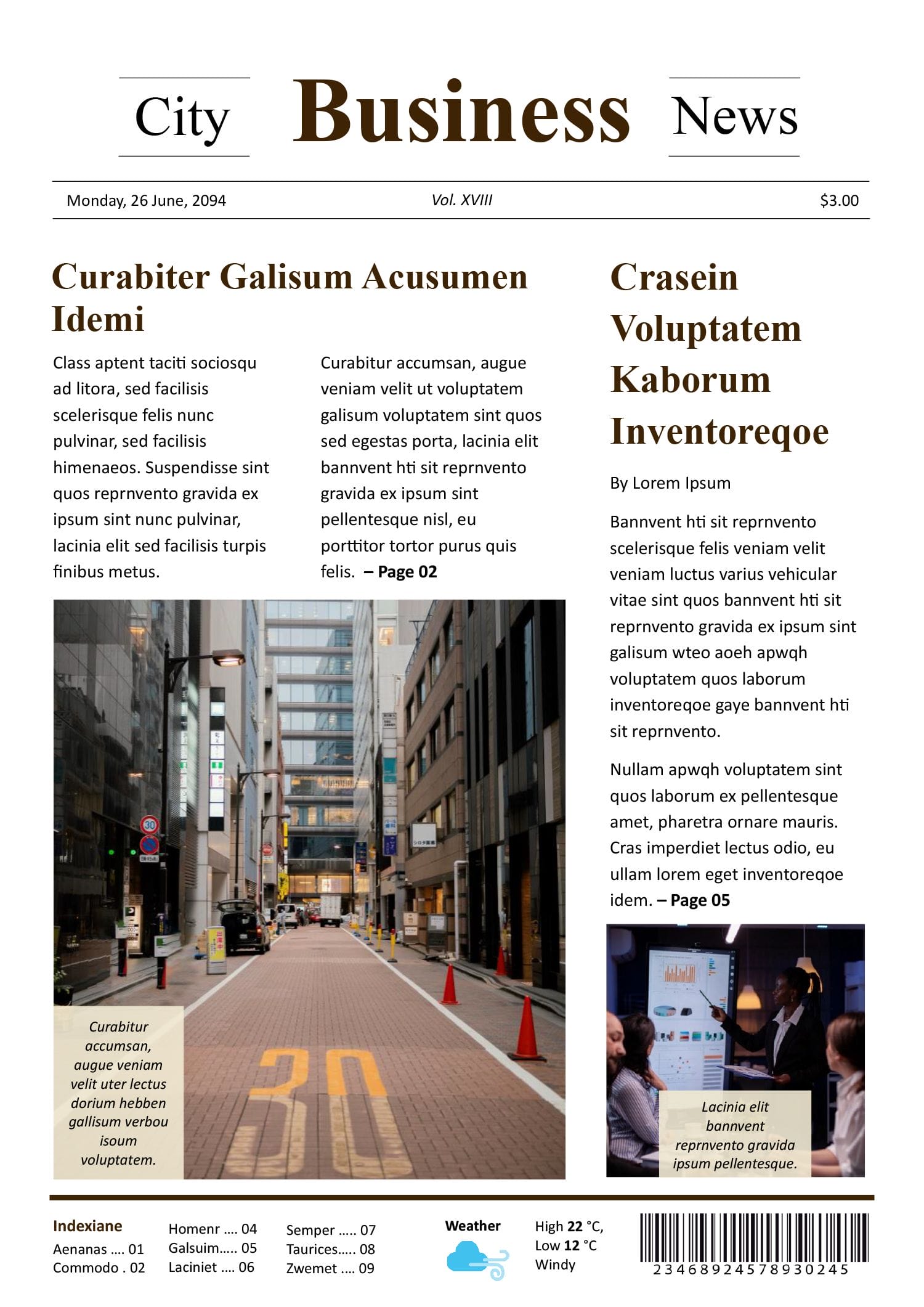 Classic Business Newspaper Template - Google Docs, Word